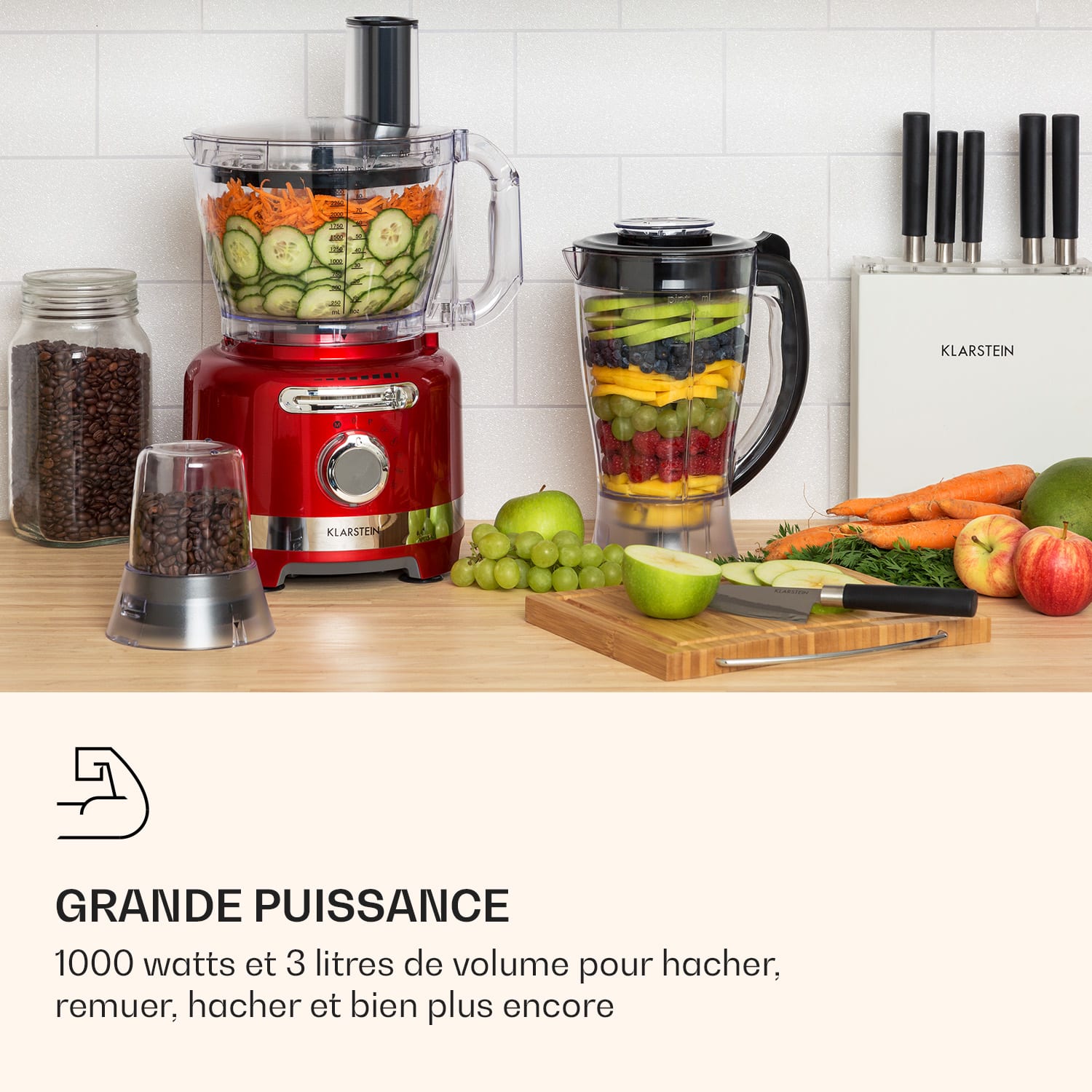 Luca multifunctionele mixer 1000 W 3 traploze snelheid 6 modi Rood