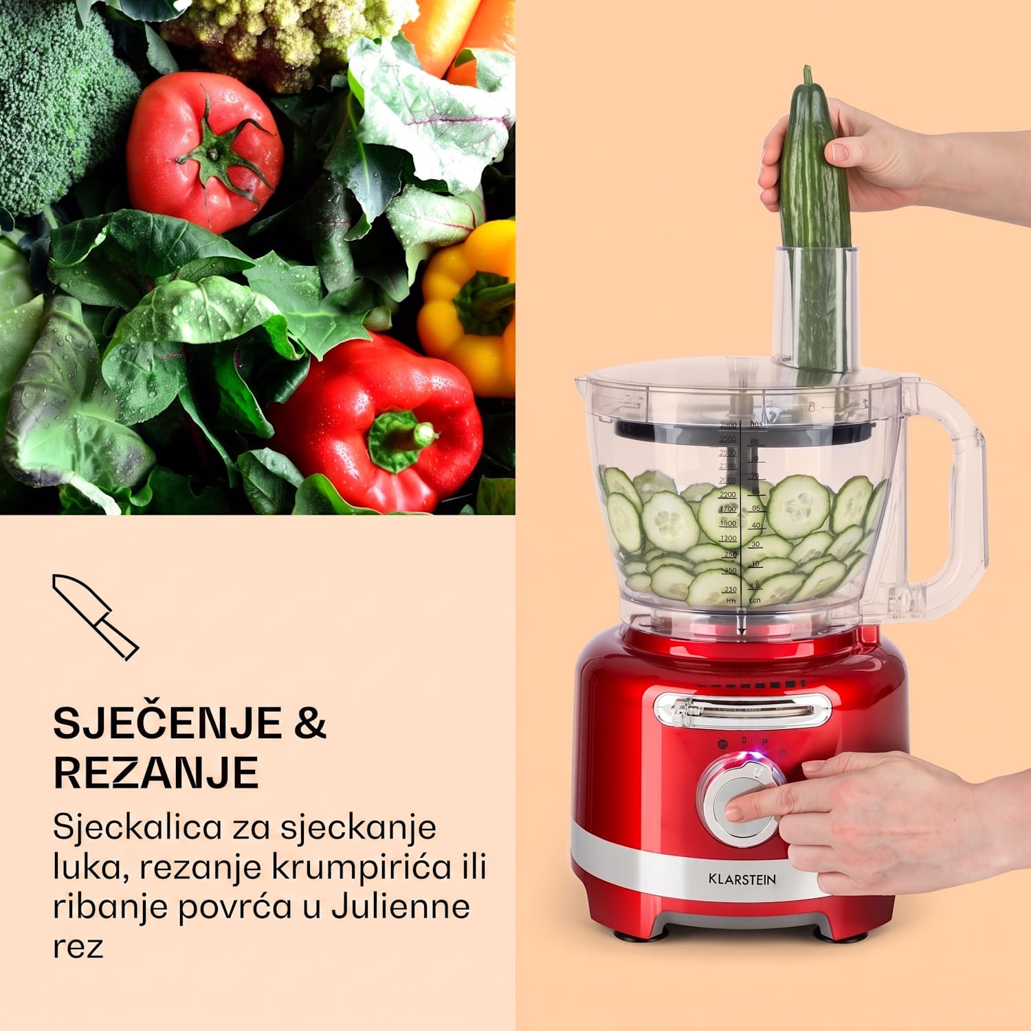 Luca, višenamjenski mikser, 1000 W, 3 L, kontinuirano podešavanje brzine, 6 režima rada Crvena