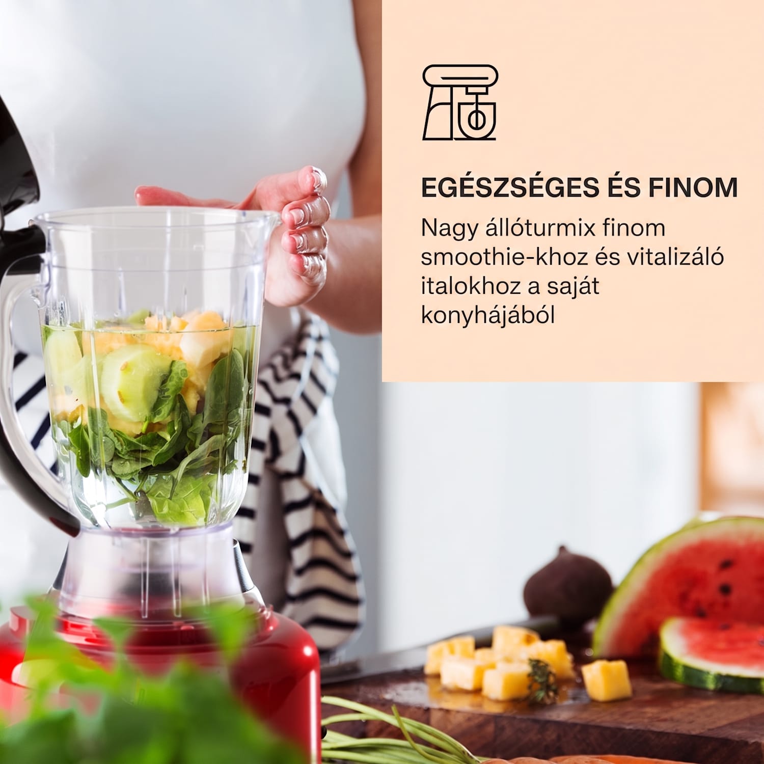 Luca, multifunkcionális robotgép, 1000 W, 3 L, fokozatmentes sebességbeállítás, 6 üzemmód Piros