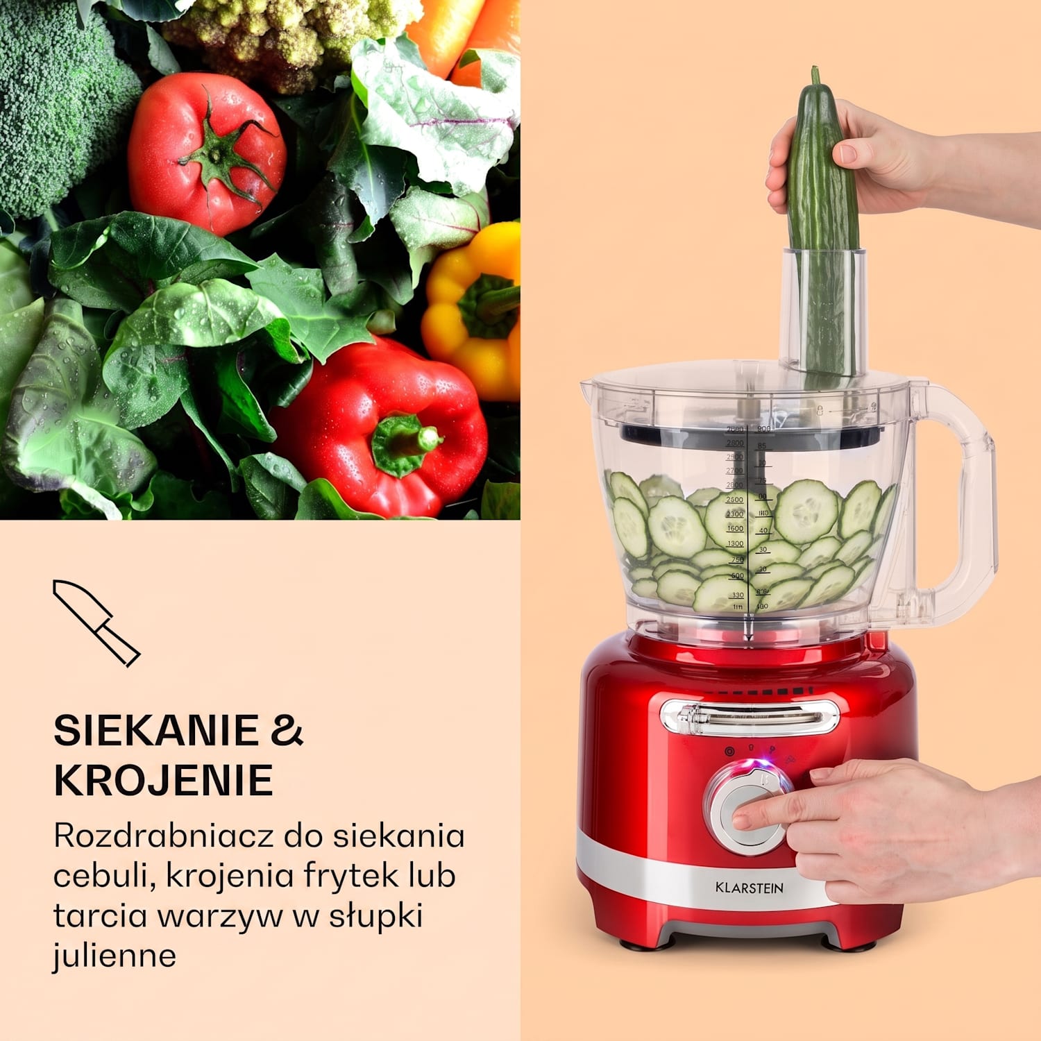 Luca, malakser z blenderem, 1000 W, 3 l, płynna regulacja prędkości, 6 trybów Czerwony