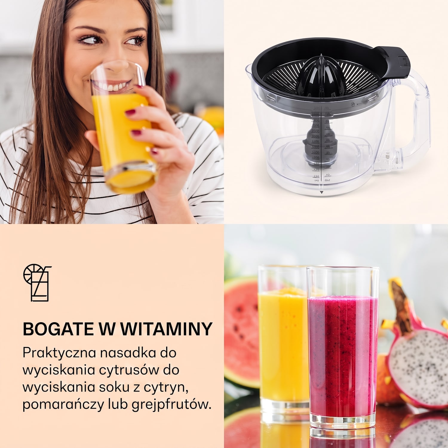 Luca, malakser z blenderem, 1000 W, 3 l, płynna regulacja prędkości, 6 trybów Czerwony