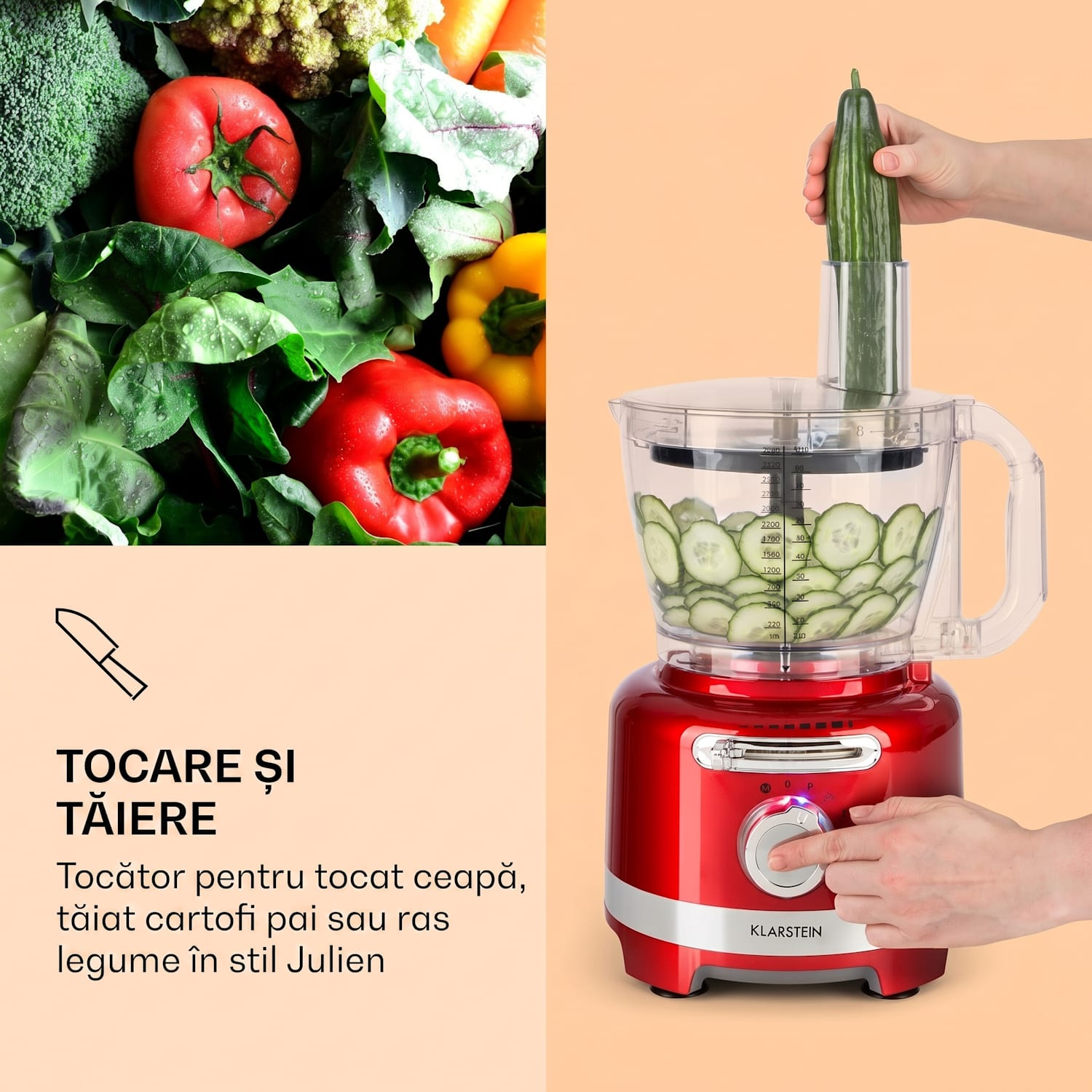 Luca, mixer multifuncțional, 1000 W, 3 L, setare viteză continuă, 6 moduri Roșu