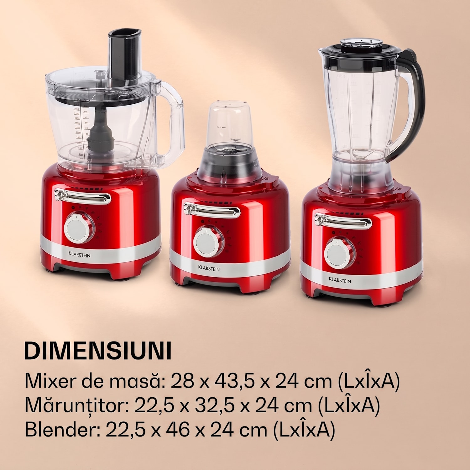Luca, mixer multifuncțional, 1000 W, 3 L, setare viteză continuă, 6 moduri Roșu