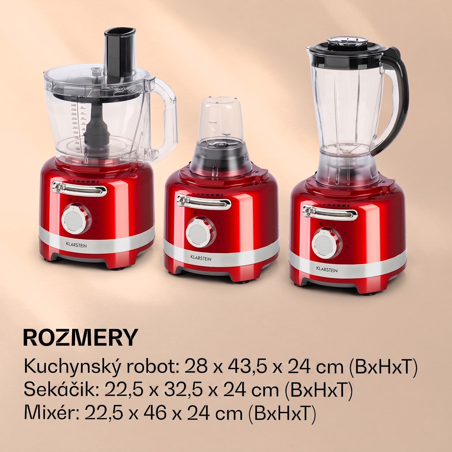 Luca, multifunkčný mixér, 1000 W, 3 l, bezstupňové nastavenie rýchlosti, 6 režimov Červená
