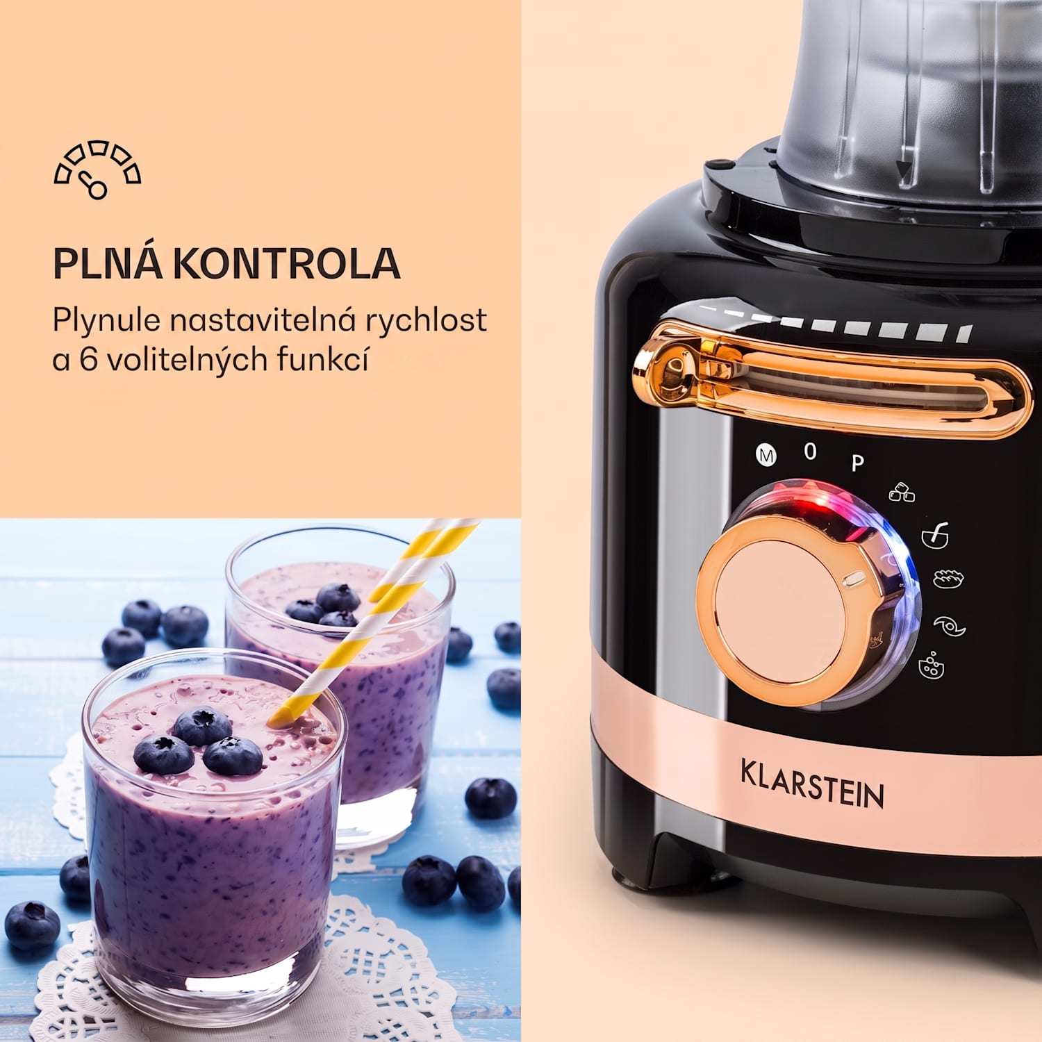 Luca, multifunkční mixér, 1000 W, 3 l, plynulé nastavení rychlosti, 6 režimů Černá