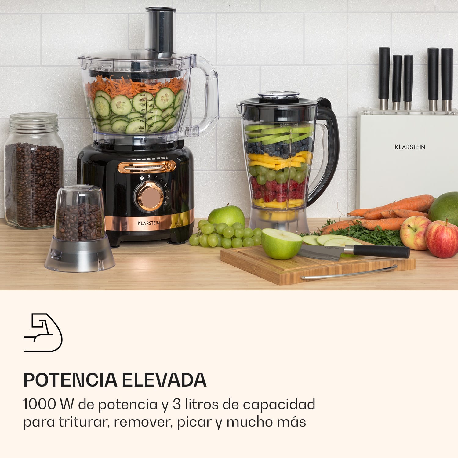Luca Batidora multifuncional 1000 W 3 L Velocidad continua 6 modos Negro