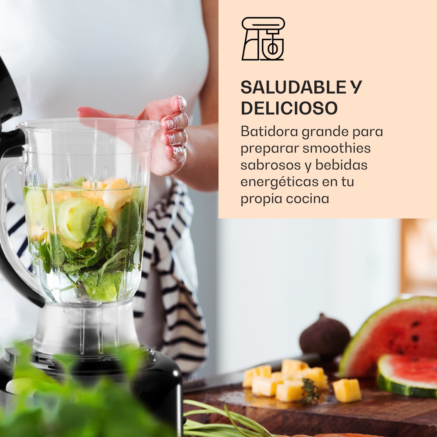 Luca Batidora multifuncional 1000 W 3 L Velocidad continua 6 modos Negro