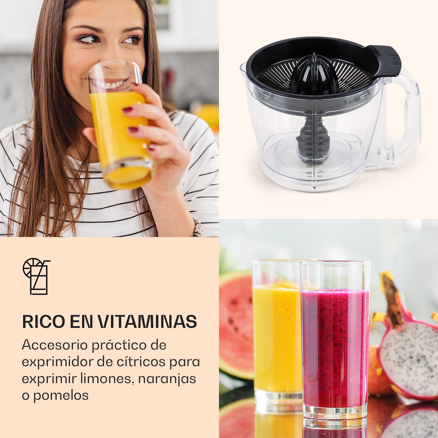 Luca Batidora multifuncional 1000 W 3 L Velocidad continua 6 modos Negro