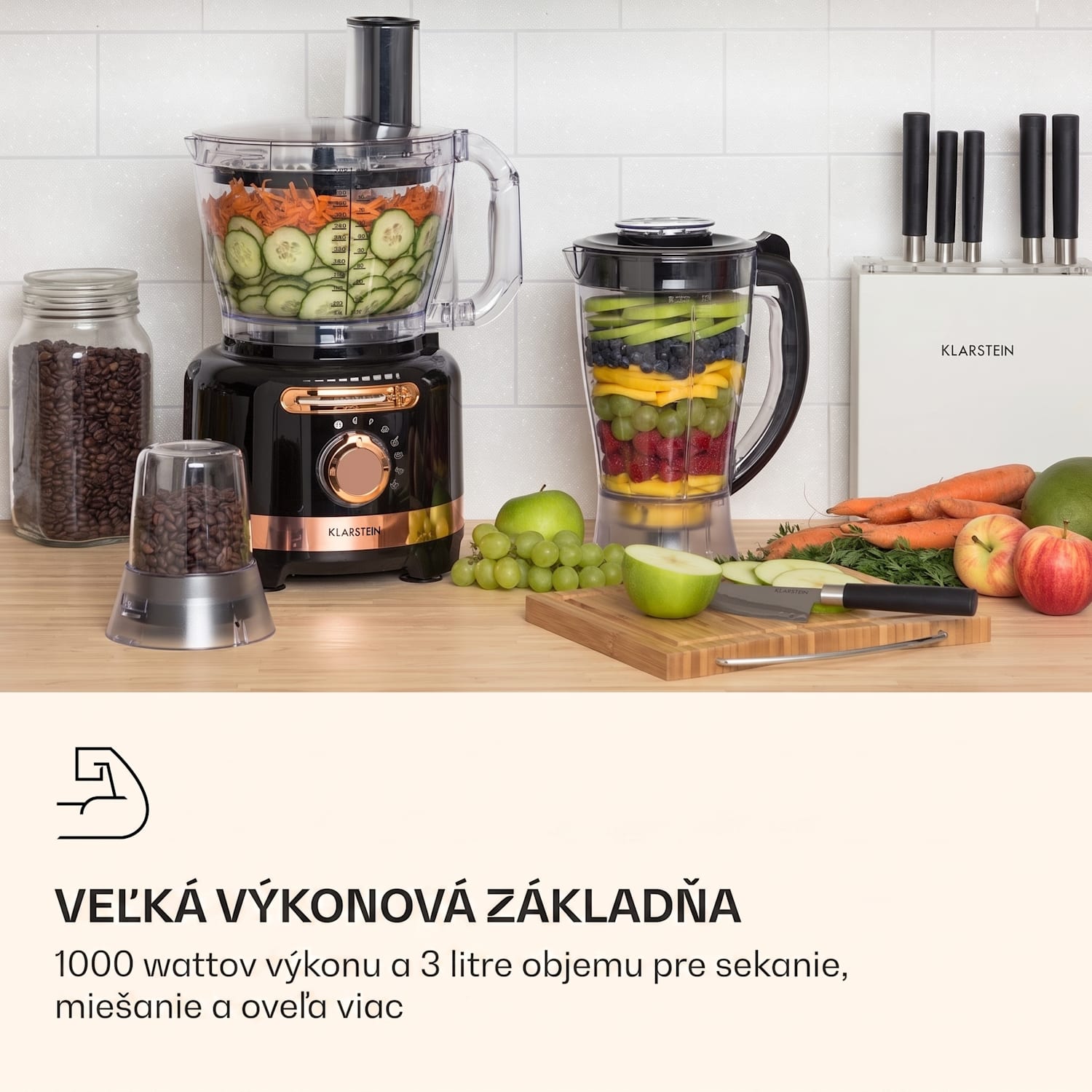 Luca, multifunkčný mixér, 1000 W, 3 l, bezstupňové nastavenie rýchlosti, 6 režimov Čierna