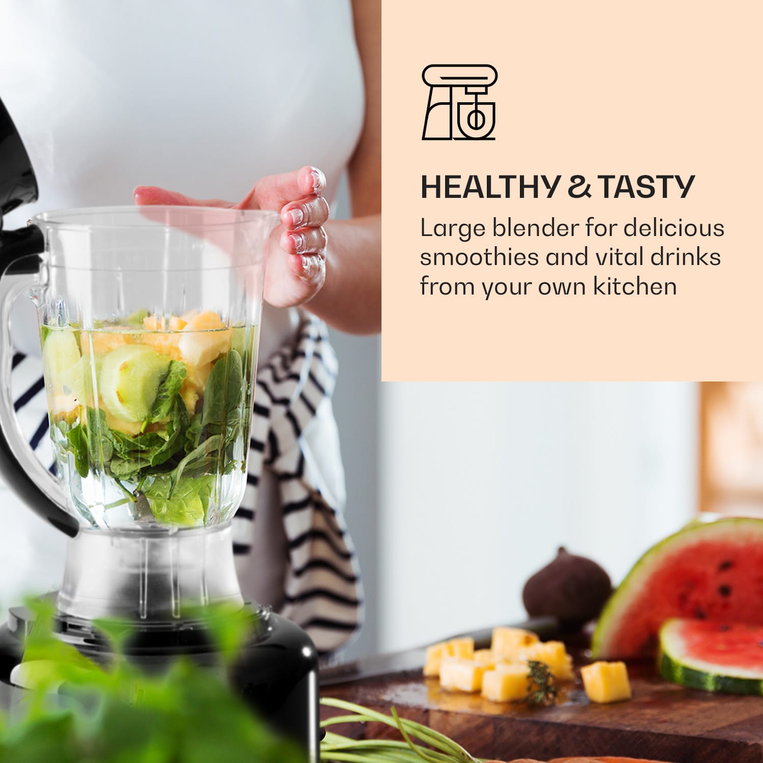 Luca, multifunkční mixér, 1000 W, 3 l, plynulé nastavení rychlosti, 6 režimů 