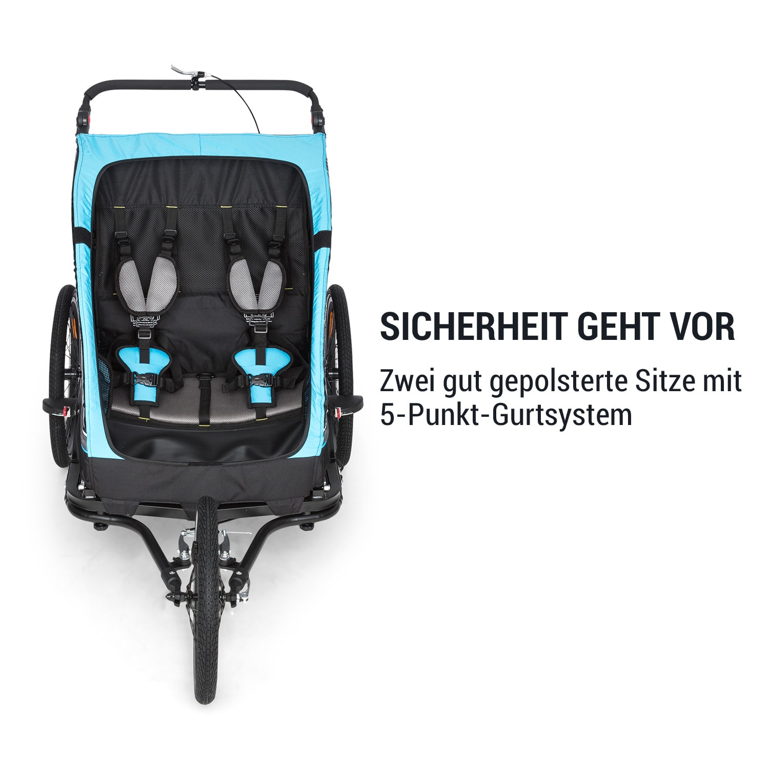 Kiddy King Fahrradanhänger für Kinder Jogger-Buggy 2-Sitzer 40 kg 