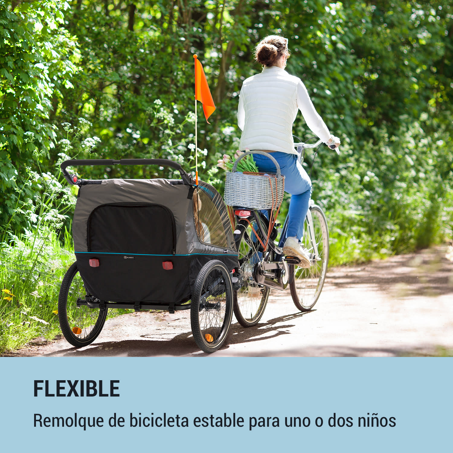 Kiddy King remolque de bicicleta para niños jogger buggy 2 plazas 40 kg Azul