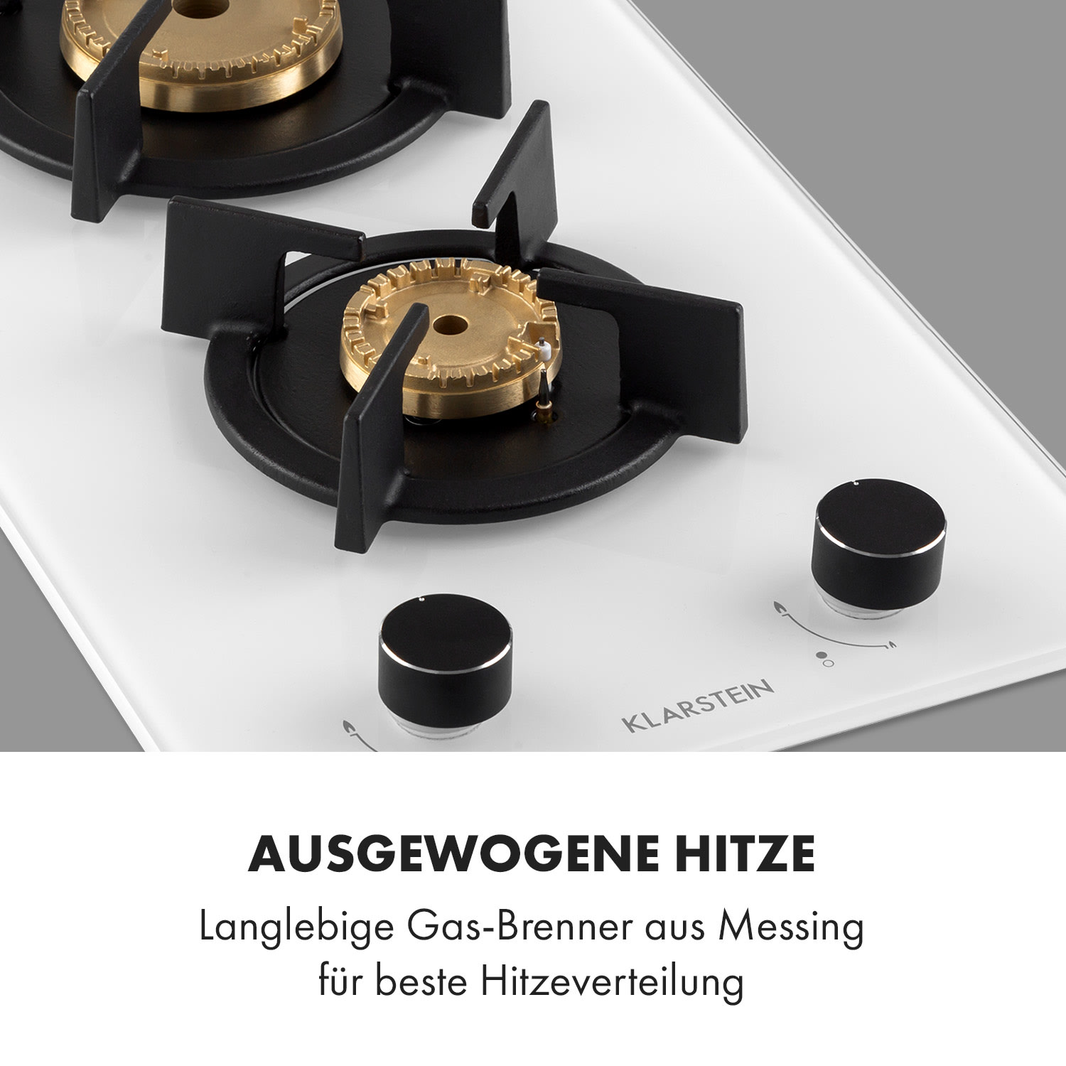 Goldflame Domino, piano cottura a gas a 2 fuochi, bruciatori d'ottone, vetroceramica 30 cm | 2 bruciatori | Bianco