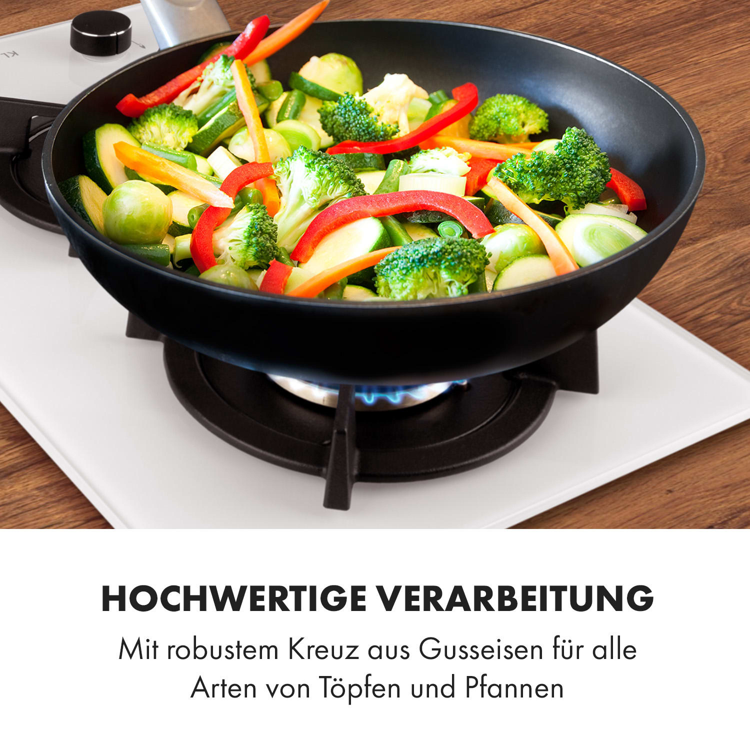 Goldflame Domino, piano cottura a gas a 2 fuochi, bruciatori d'ottone, vetroceramica 30 cm | 2 bruciatori | Bianco