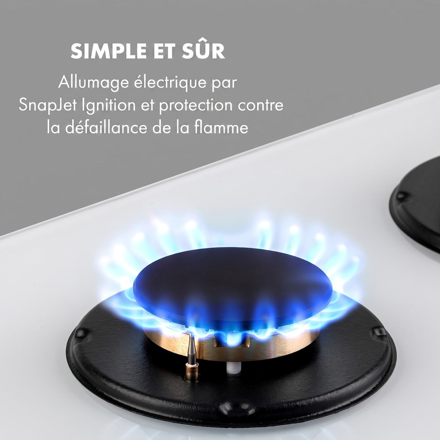 Goldflame Domino gaskookplaat 2-pits messing-brander glaskeramiek 30 cm | 2 branders | Wit