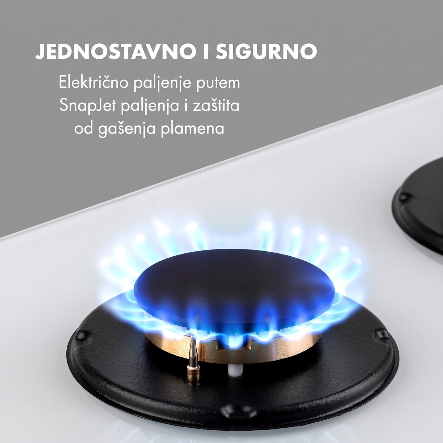 Goldflame Domino, plinska ploča za kuhanje, 2 mjedena plamenika, staklokeramika 30 cm | 2 plamenika | Bijela