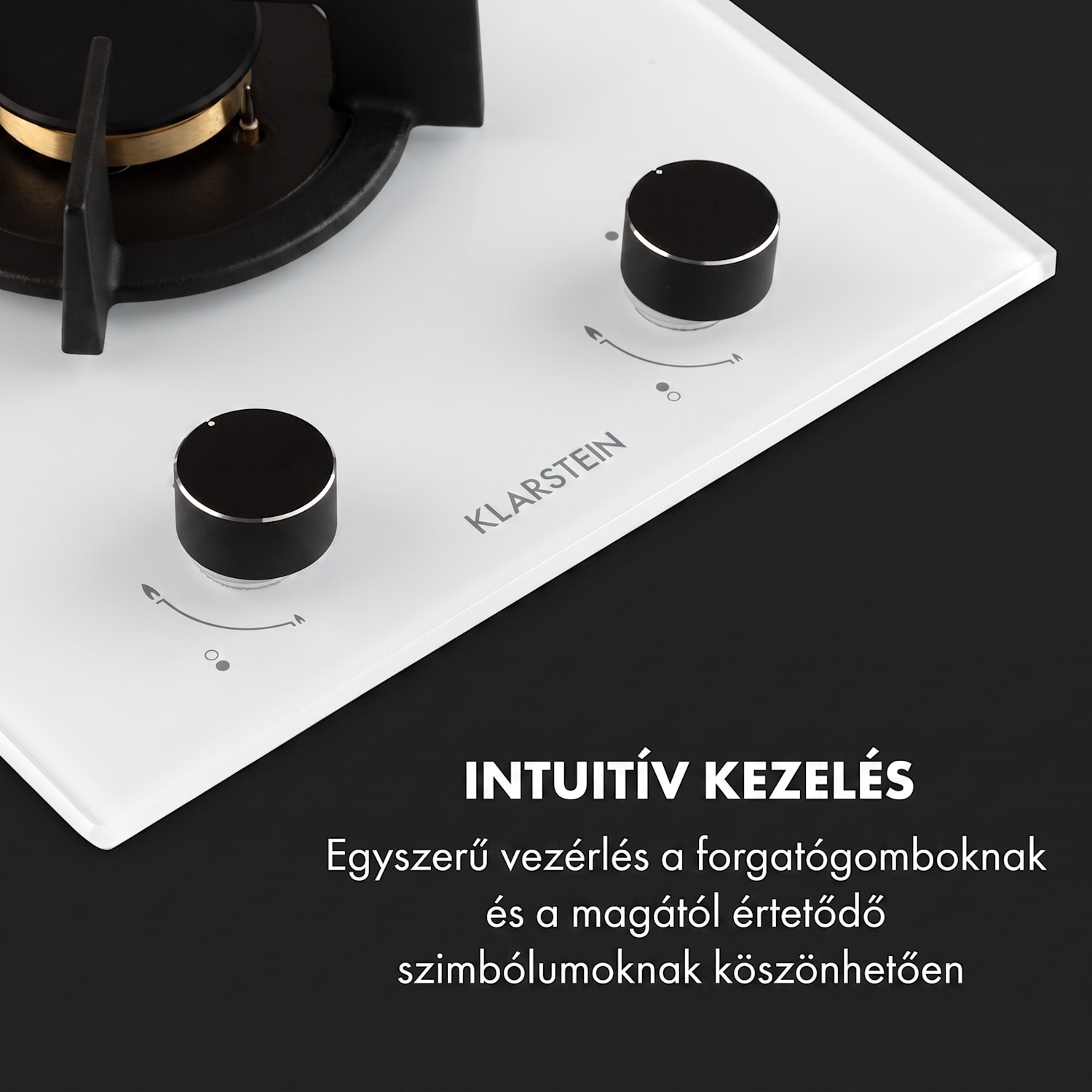 Goldflame Domino, gáztűzhely, 2 sárgaréz égő, üvegkerámia 30 cm | 2 égő | Fehér