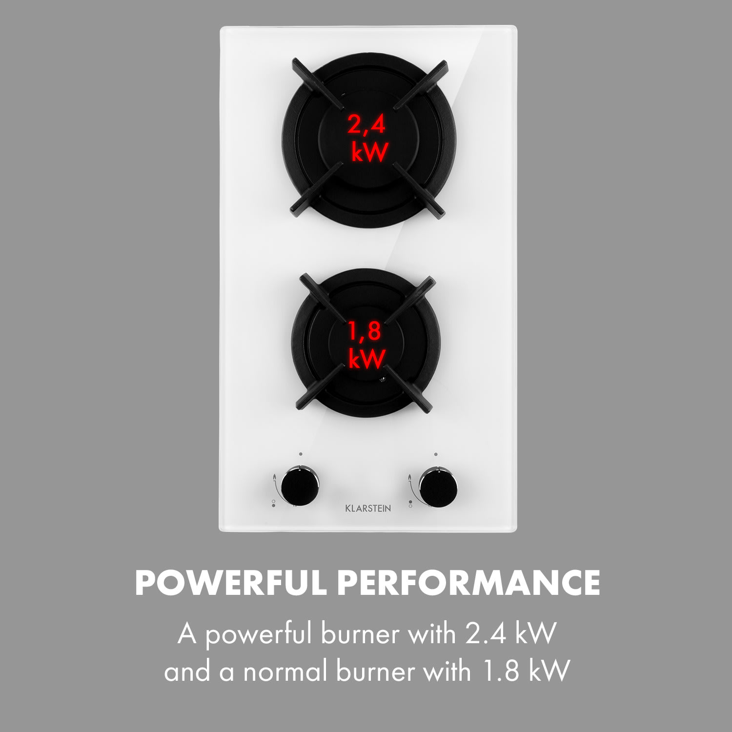 Goldflame Domino gas hob 2-burner brass burner glass ceramic 30 cm | 2 burners | White