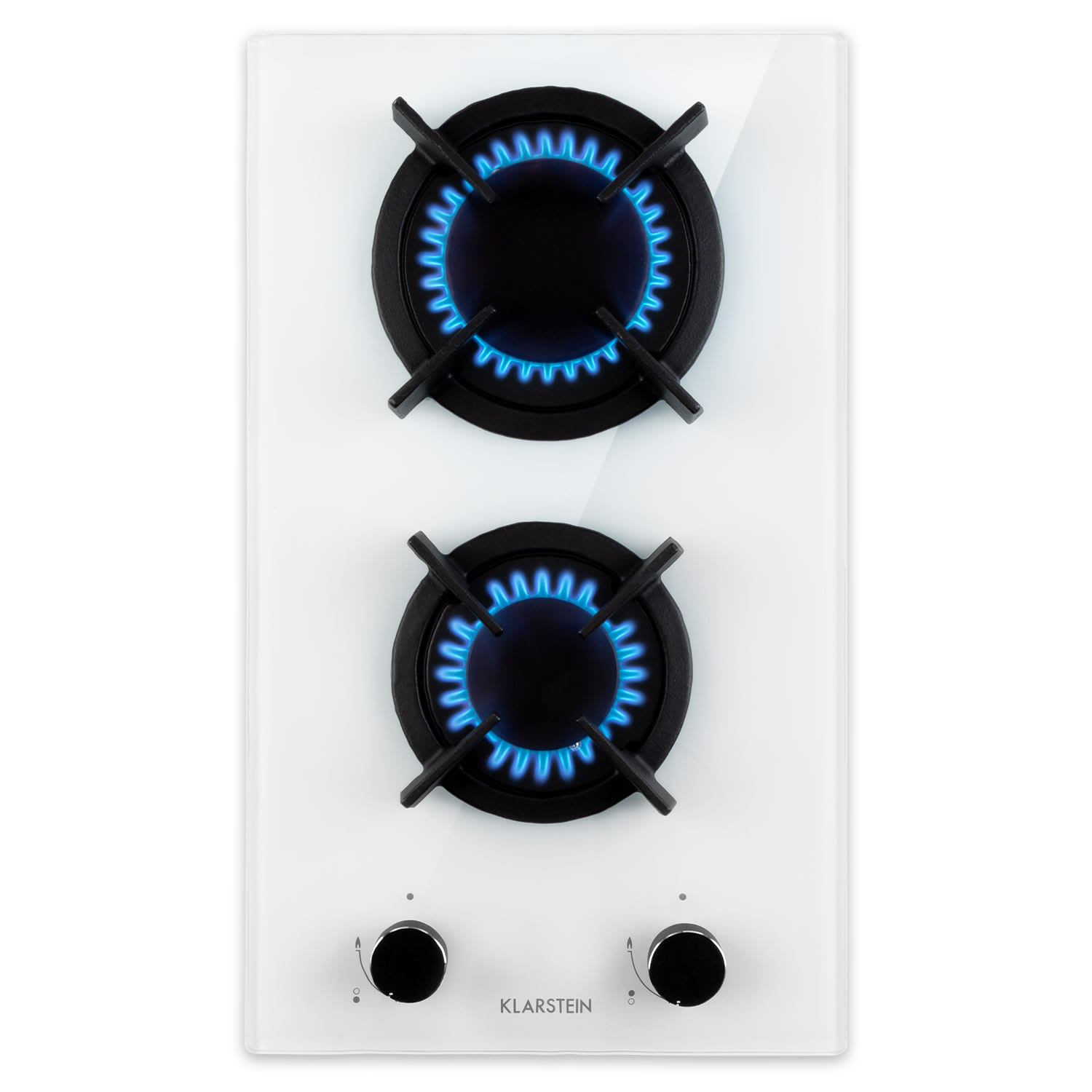Placa de gas Goldflame 2 quemadores de latón en vitrocerámica 30 cm | 2 fogones | Blanco