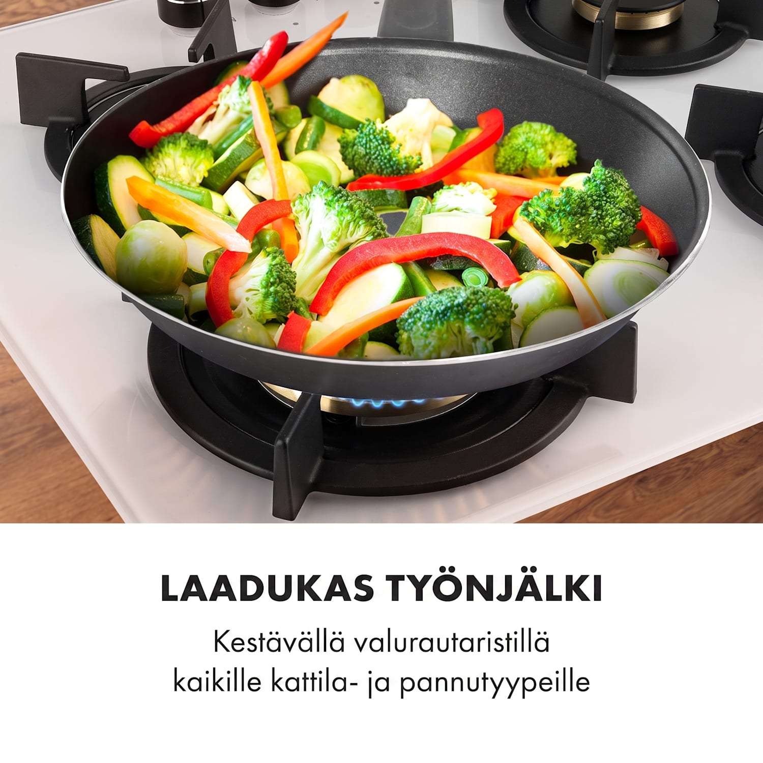 Goldflame 4, kaasuliesi, 4-liekkinen, messinkipolttimet, lasikeraaminen 60 cm | 4 poltinta | Valkoinen