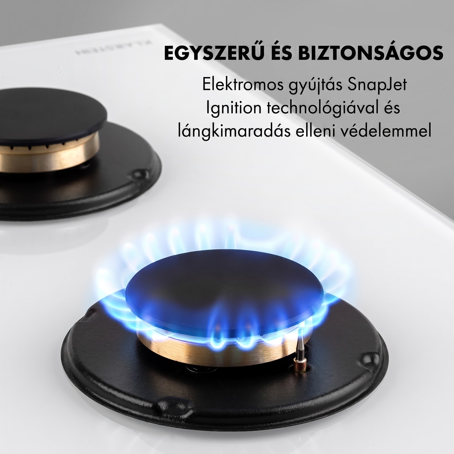 Goldflame 4, gázfőzőlap, 4 sárgaréz égő, üvegkerámia 60 cm | 4 égő | Fehér