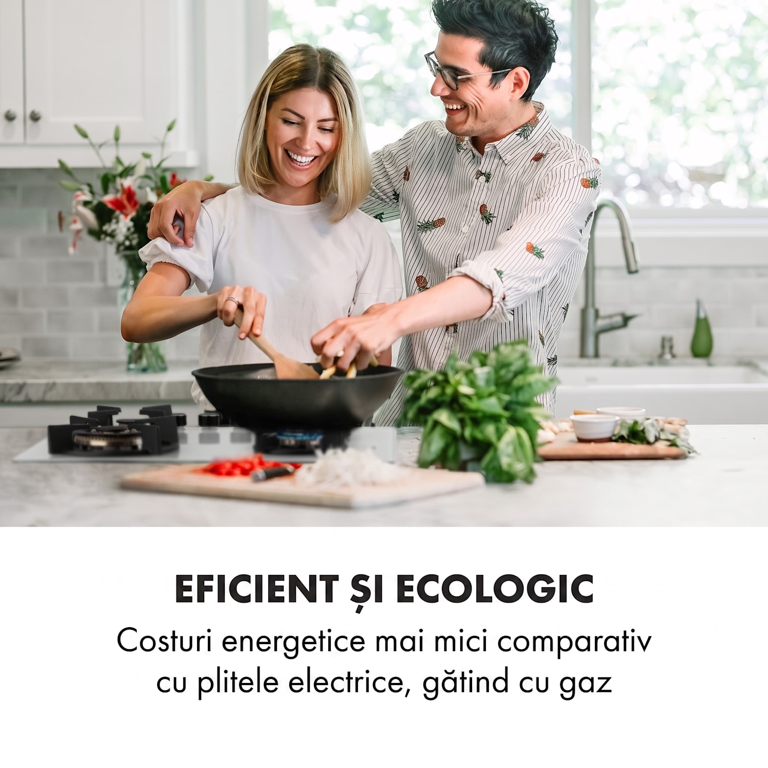 Goldflame 4, plită pe gaz, 4 arzătoare, arzătoare din alamă, sticlă ceramică 60 cm | 4 arzatoare | Alb