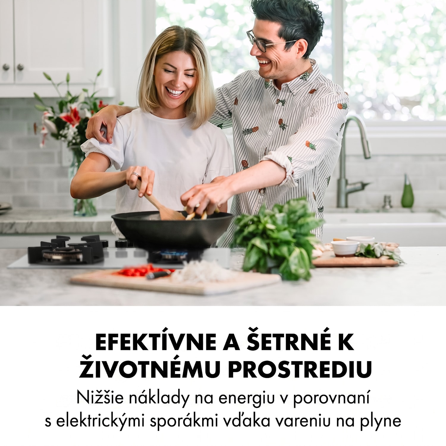 Goldflame 4, plynová varná doska, 4 mosadzné horáky, sklokeramika 60 cm | 4 horáky | Biela
