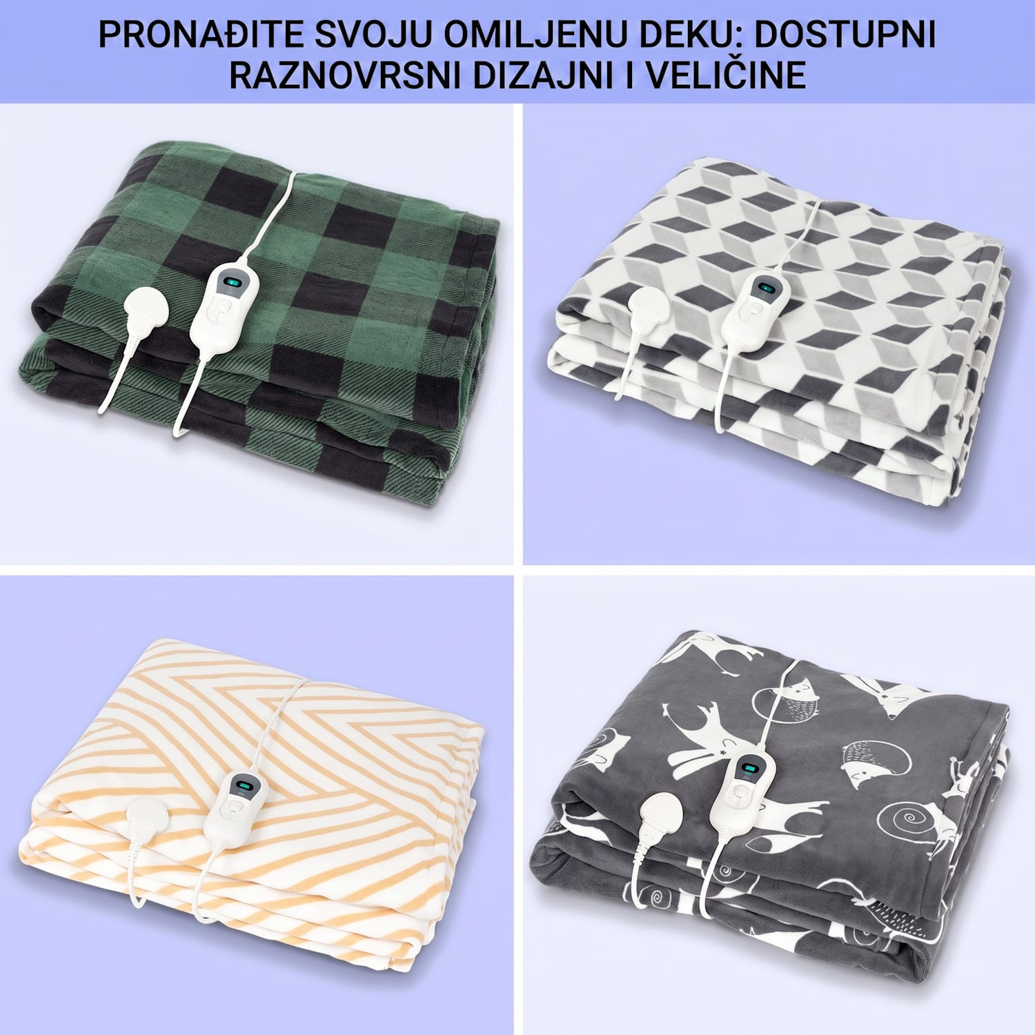 Dr. Watson XXL, električna grijaća deka, 120 W, 200 x 180 cm, koraljno runo, zelena, četvrtasta Multi | XXL