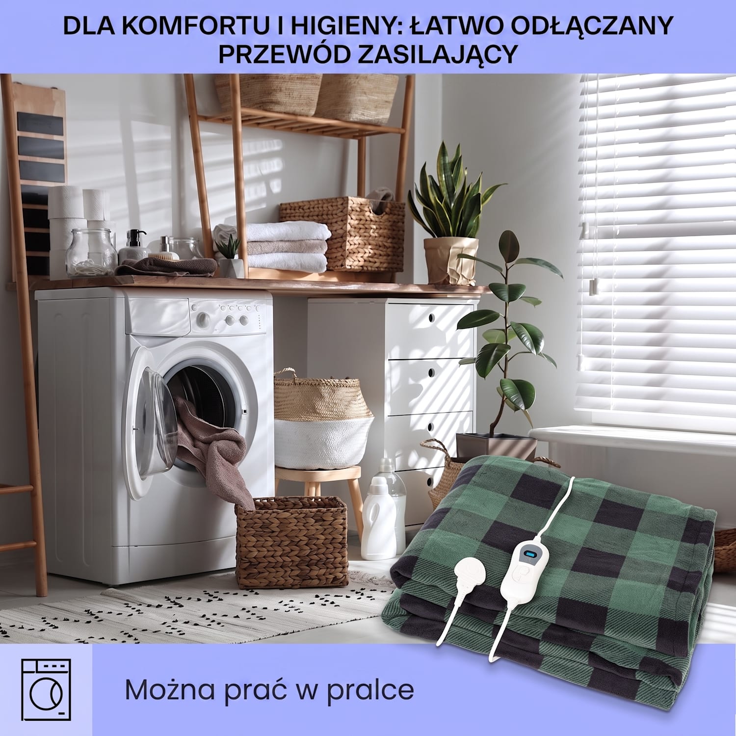 Dr. Watson XXL, koc elektryczny, 120 W, 200 x 180 cm, miękki polar, motyw rombów, szary Multi | XXL
