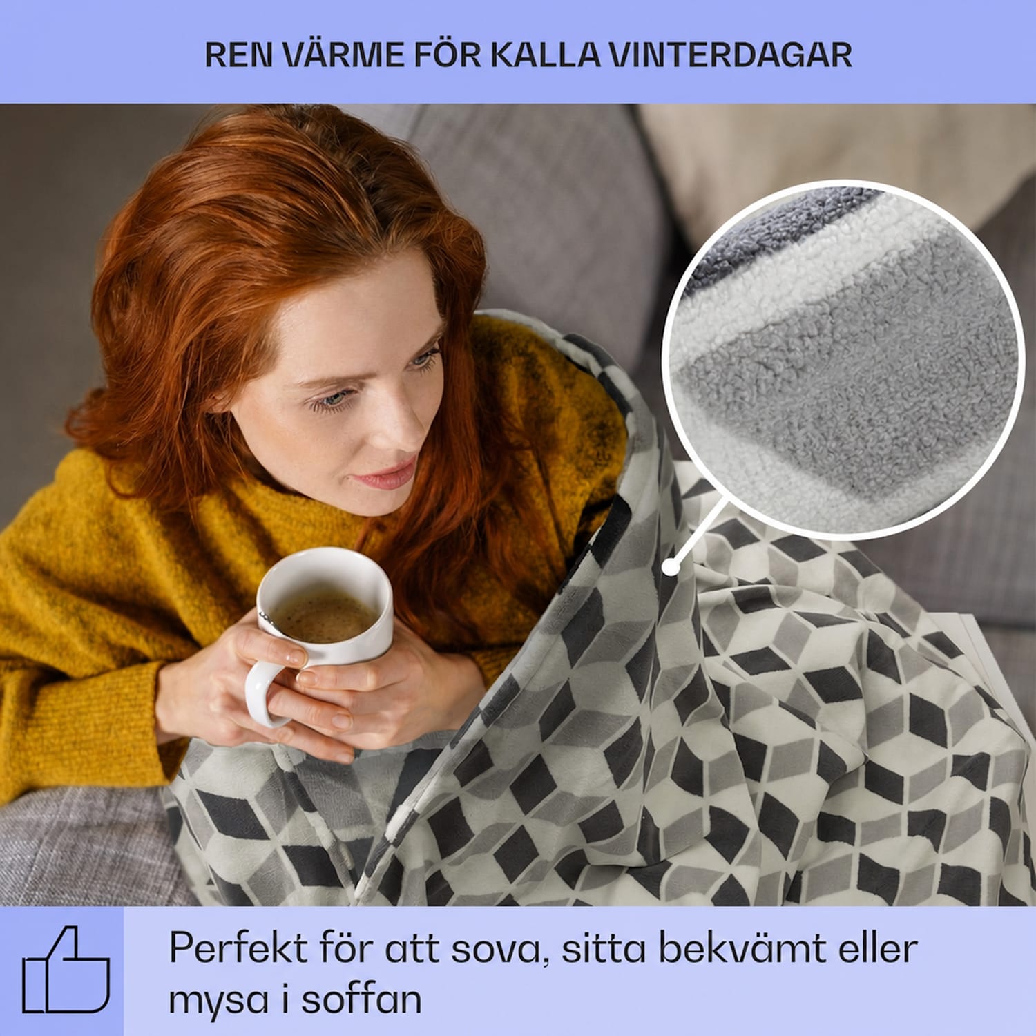 Dr. Watson XXL värmefilt 3 effektnivåer tvättbar 200 x 180 cm mikroplysch Multi | XXL