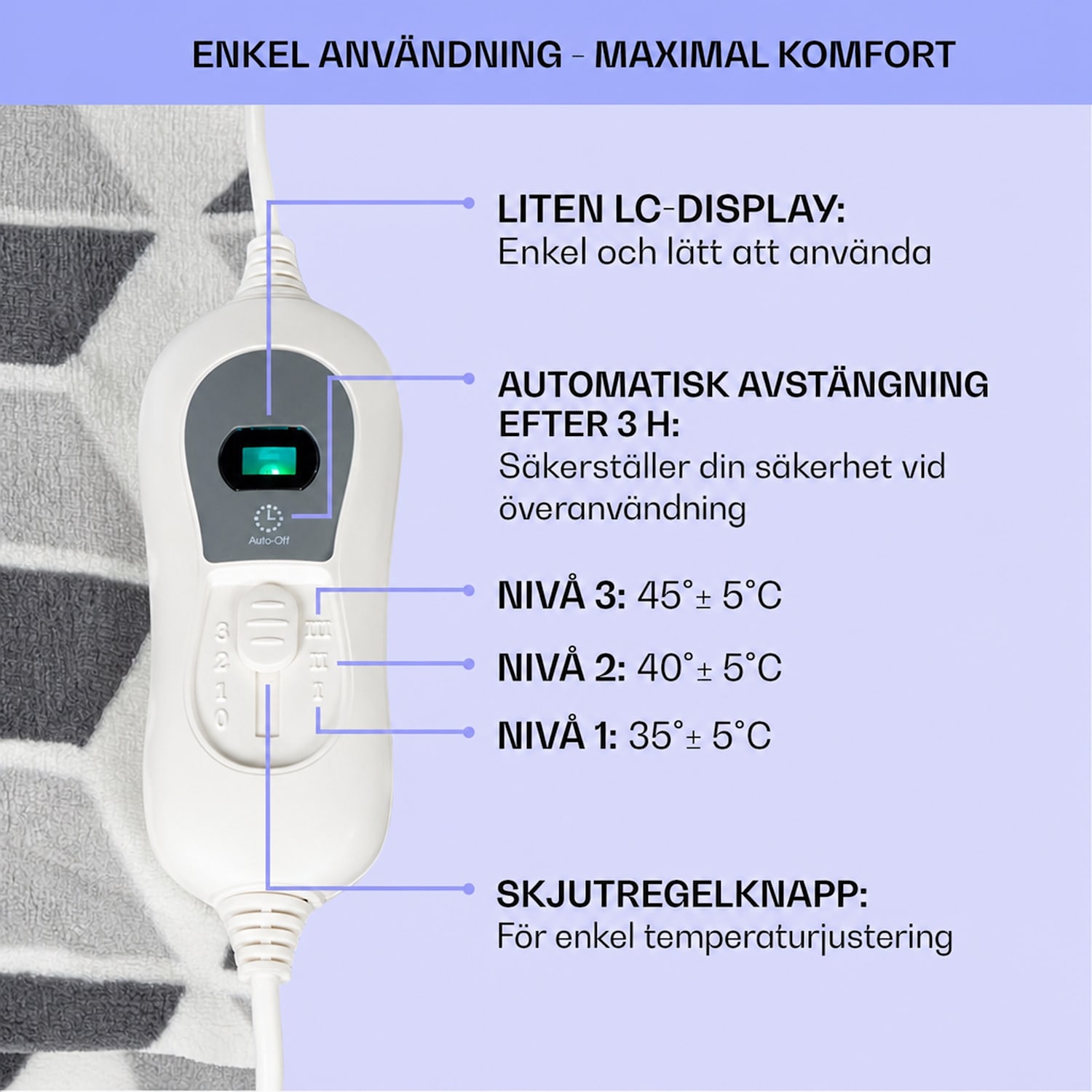 Dr. Watson XXL värmefilt 3 effektnivåer tvättbar 200 x 180 cm mikroplysch Multi | XXL
