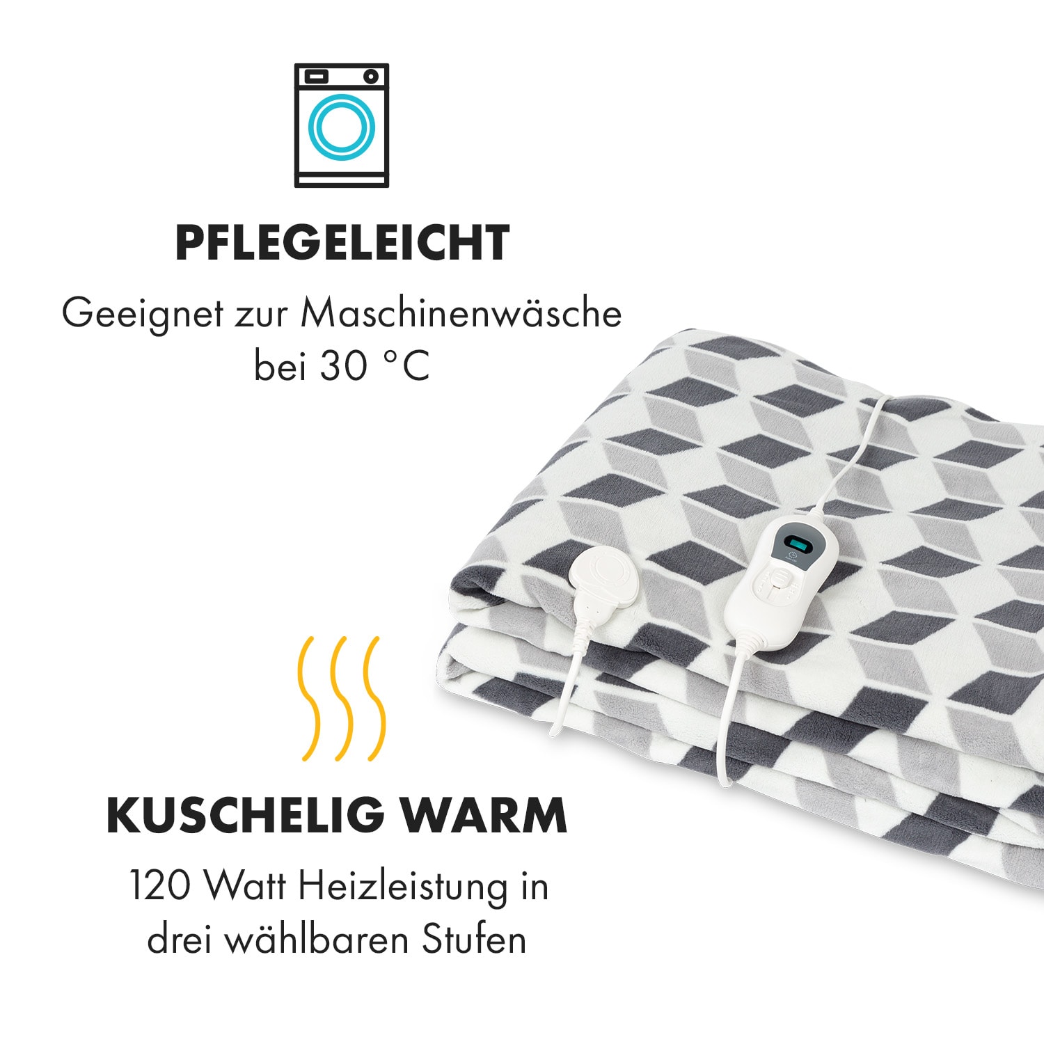 Dr. Watson XXL Heizdecke 3 Stufen waschbar 200x180cm Mikroplüsch 