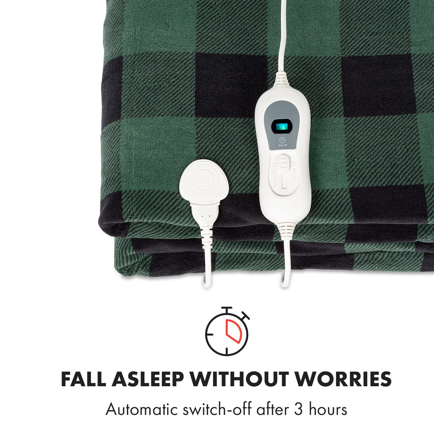 Dr. Watson XXL, električna grijaća deka, 120 W, 200 x 180 cm, koraljno runo, siva, kocke