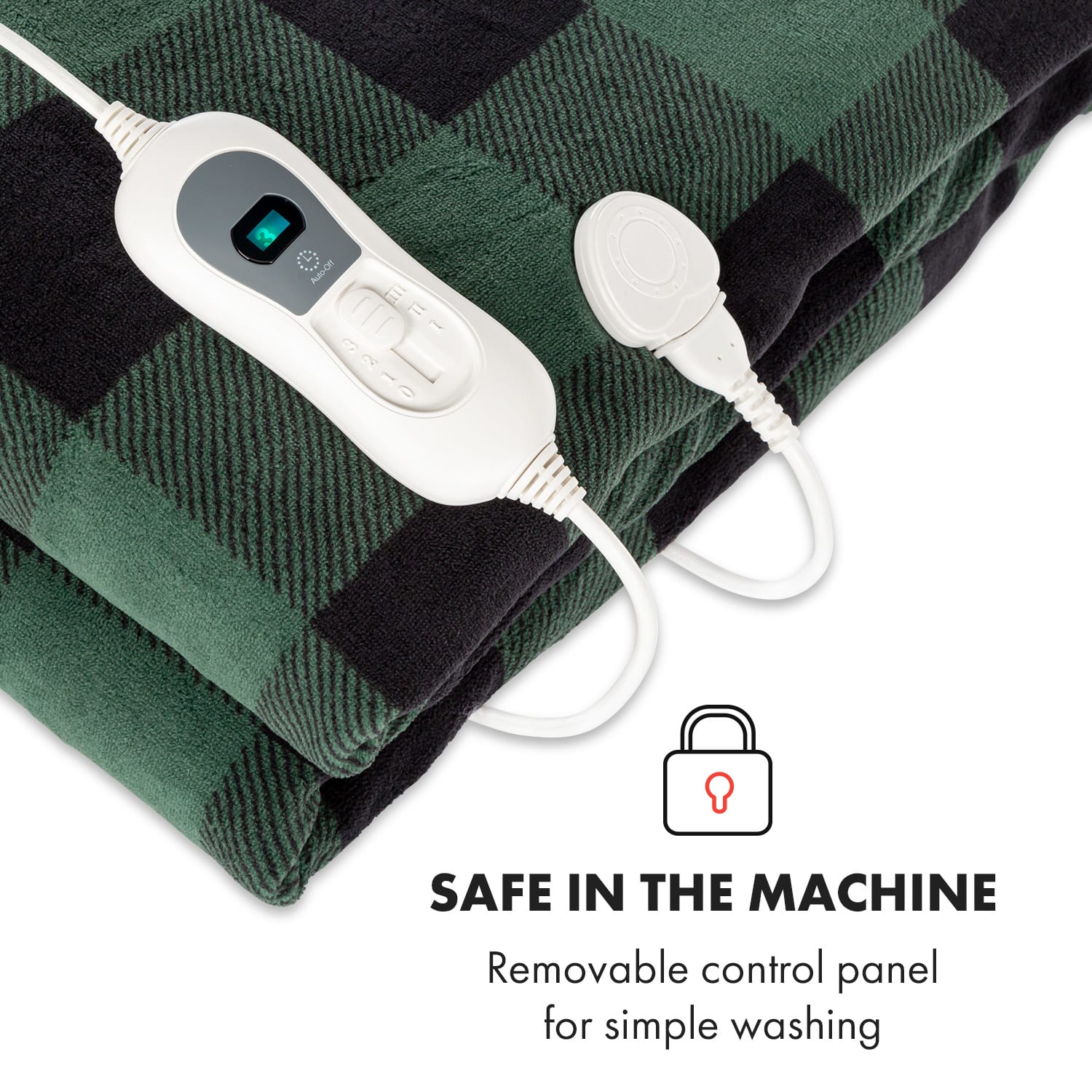 Dr. Watson XXL, električna grijaća deka, 120 W, 200 x 180 cm, koraljno runo, siva, kocke