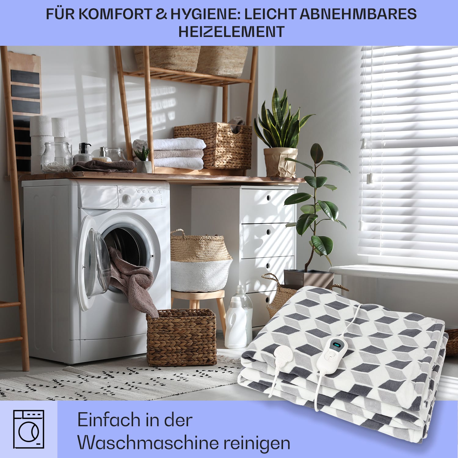 Dr. Watson XXL Heizdecke 3 Stufen waschbar 200x180cm Mikroplüsch Grün gemustert | XXL