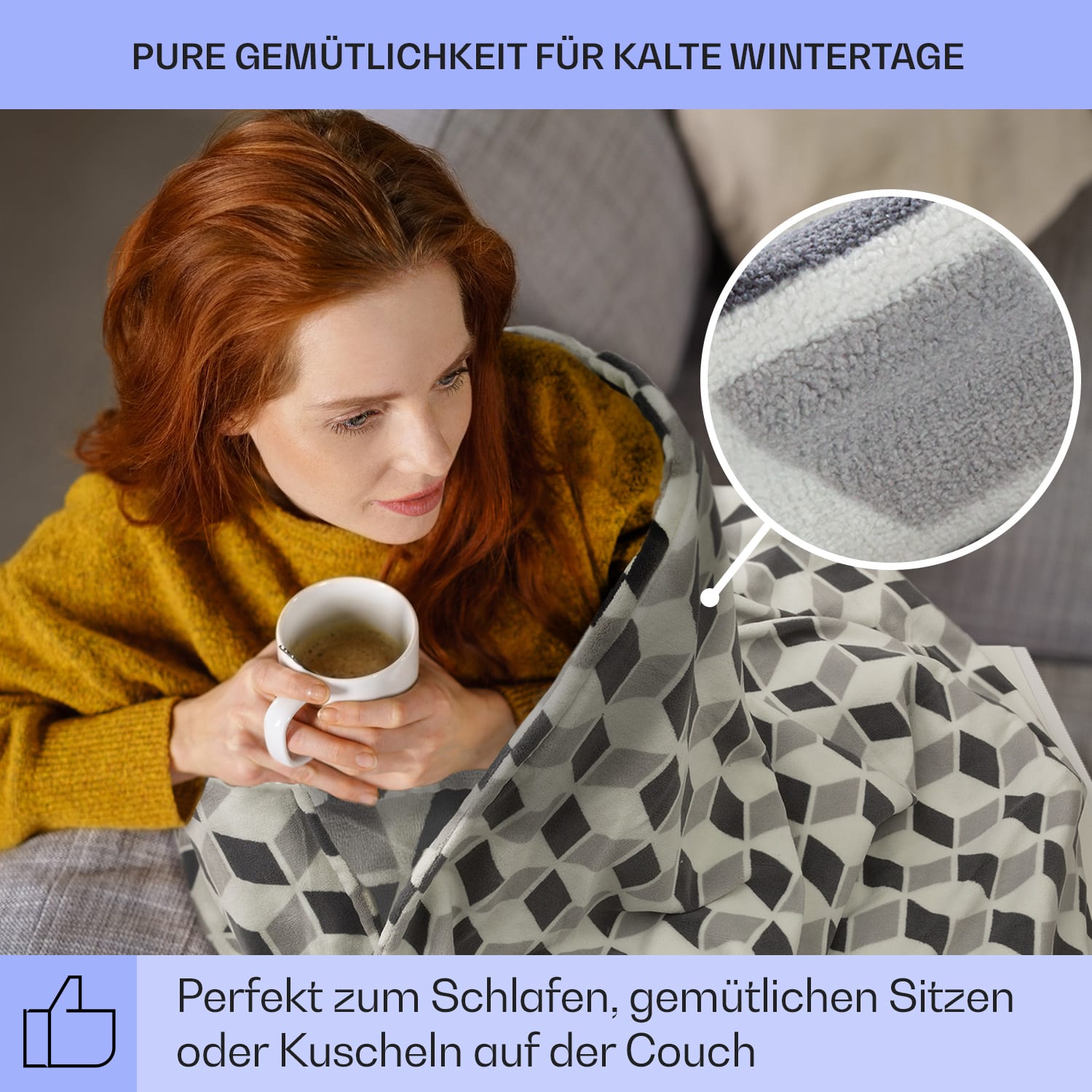 Dr. Watson XXL Heizdecke 3 Stufen waschbar 200x180cm Mikroplüsch Grün gemustert | XXL