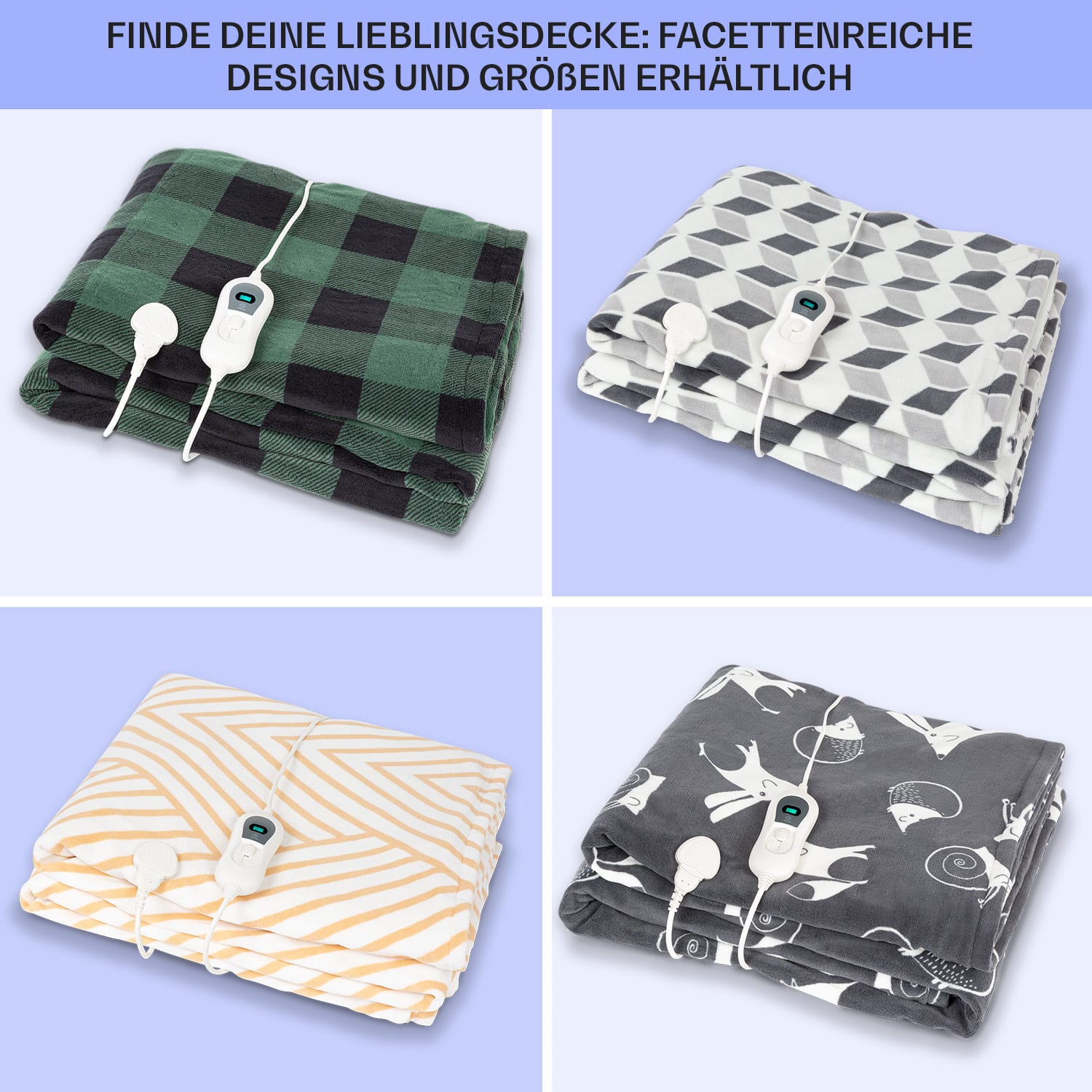 Dr. Watson XXL Heizdecke 3 Stufen waschbar 200x180cm Mikroplüsch Grün gemustert | XXL