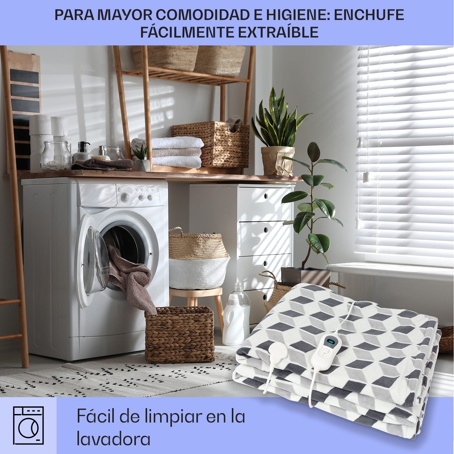 Dr. Watson XXL Manta eléctrica 3 niveles de potencia Lavable 200x180 cm Microfelpa Verde Estampado | XXL