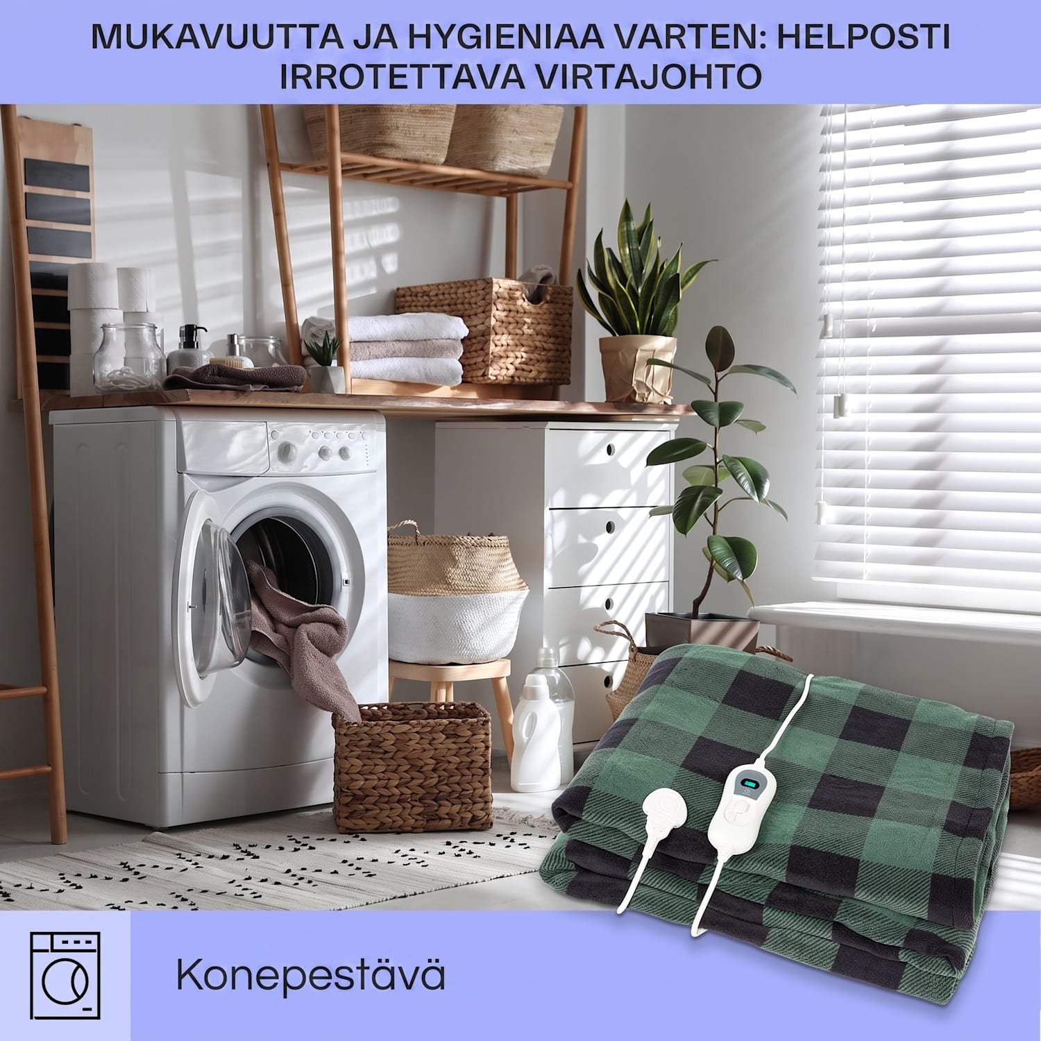 Dr. Watson XXL lämpöpeitto 3 tehotasoa pestävä 200 x 180 cm mikroplyysi Kuvioitu Vihreä | XXL