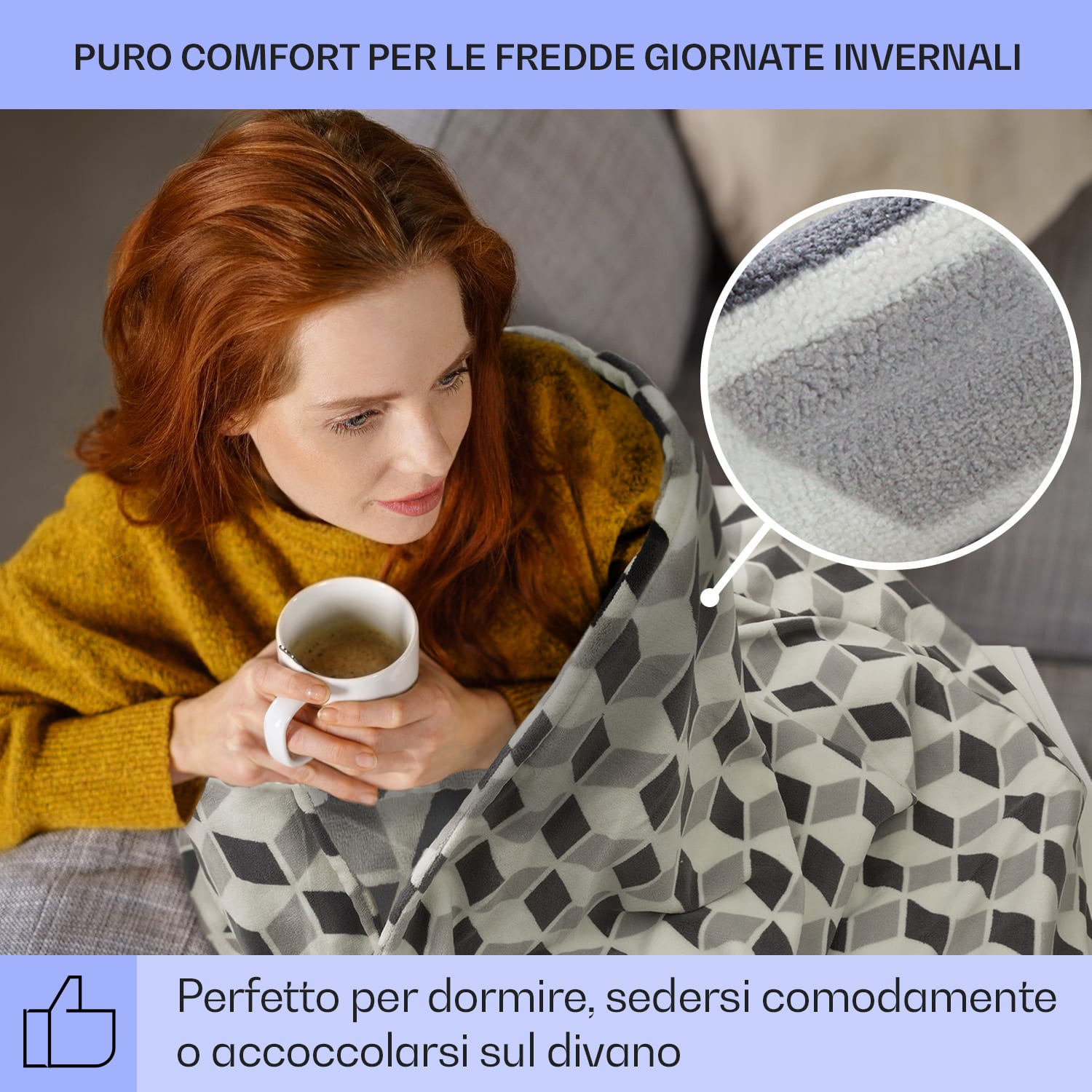 Dr. Watson XXL - Termocoperta, 3 livelli di potenza, lavabile, 200 x 180 cm, micro peluche Verde A Fantasia | XXL