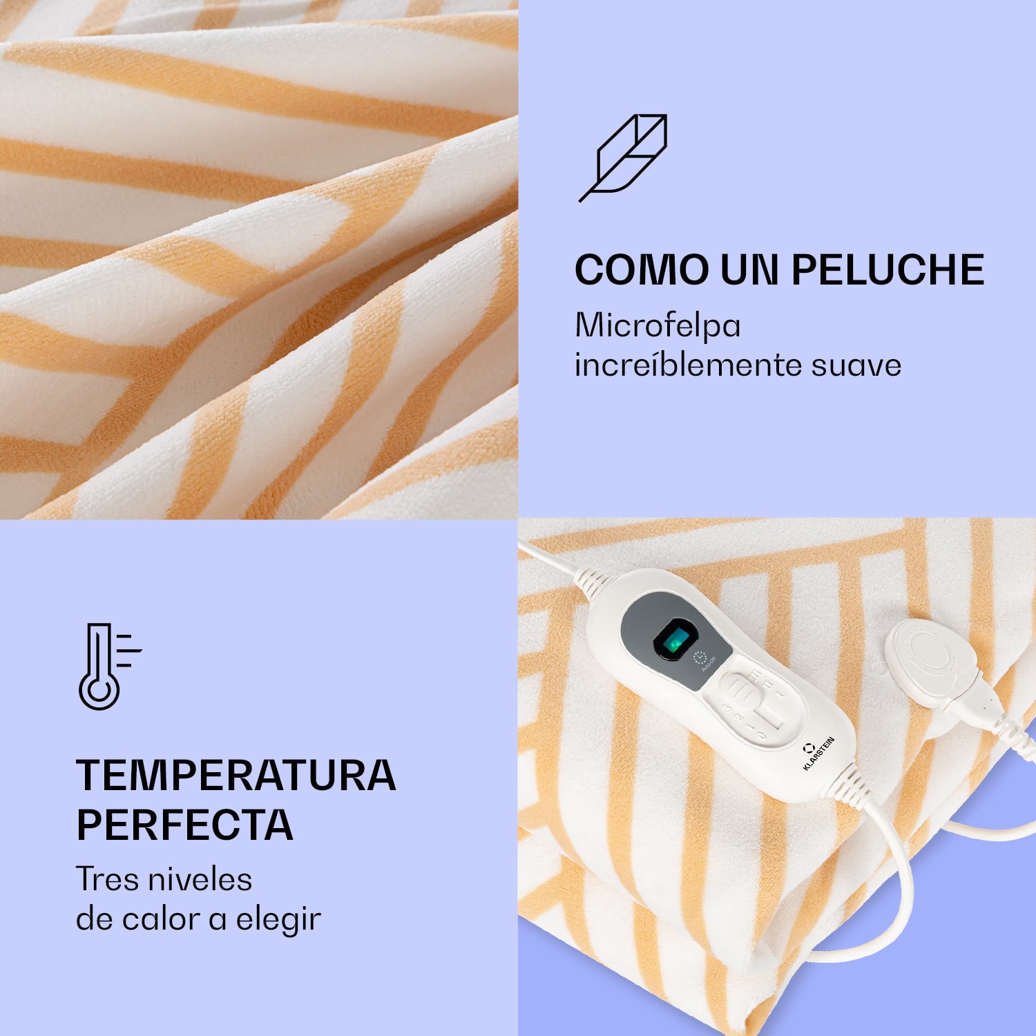 Dr. Watson XXL Manta eléctrica 3 niveles de potencia Lavable 200x180 cm  Microfelpa 