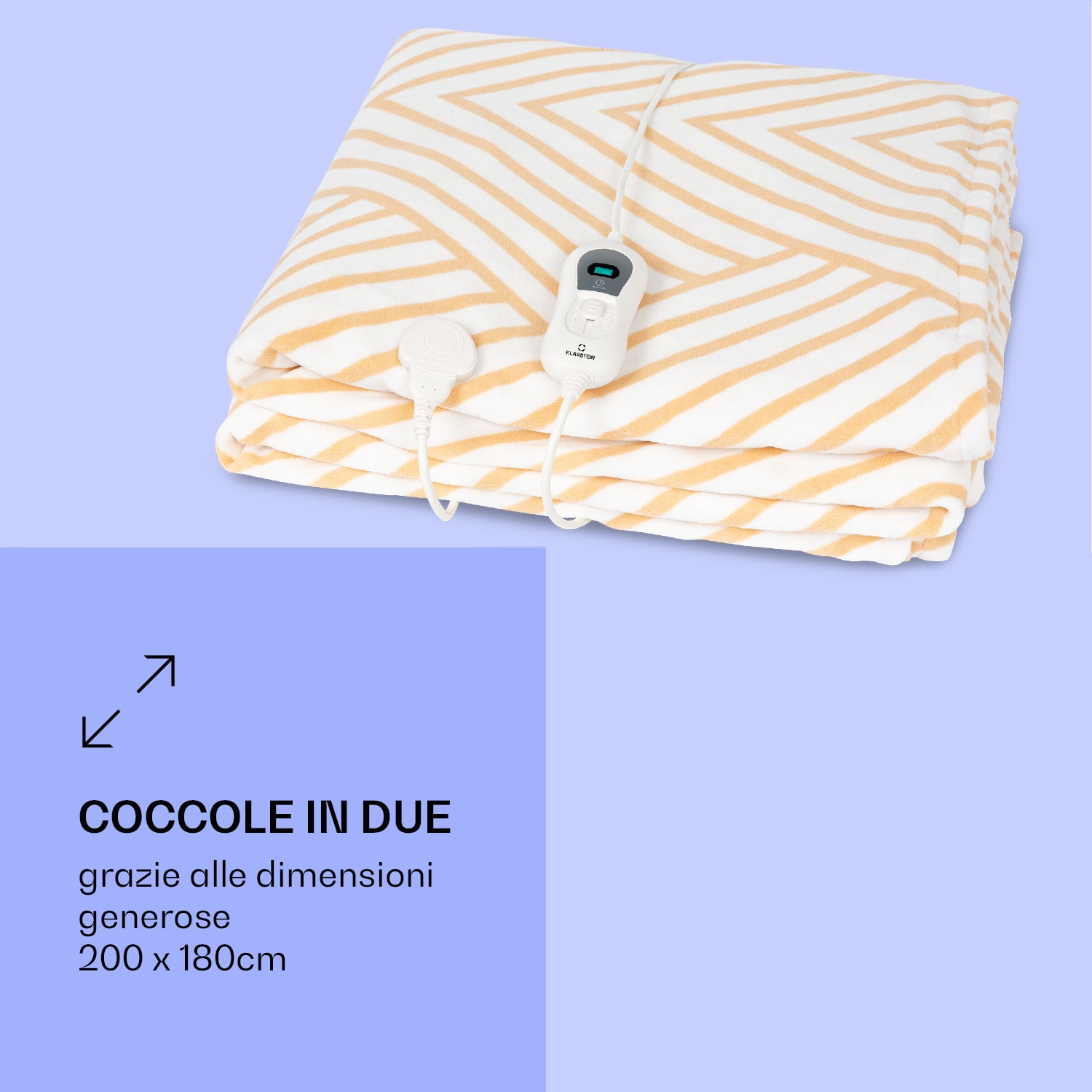 Dr. Watson XXL - Termocoperta, 3 livelli di potenza, lavabile, 200 x 180 cm,  micro peluche 