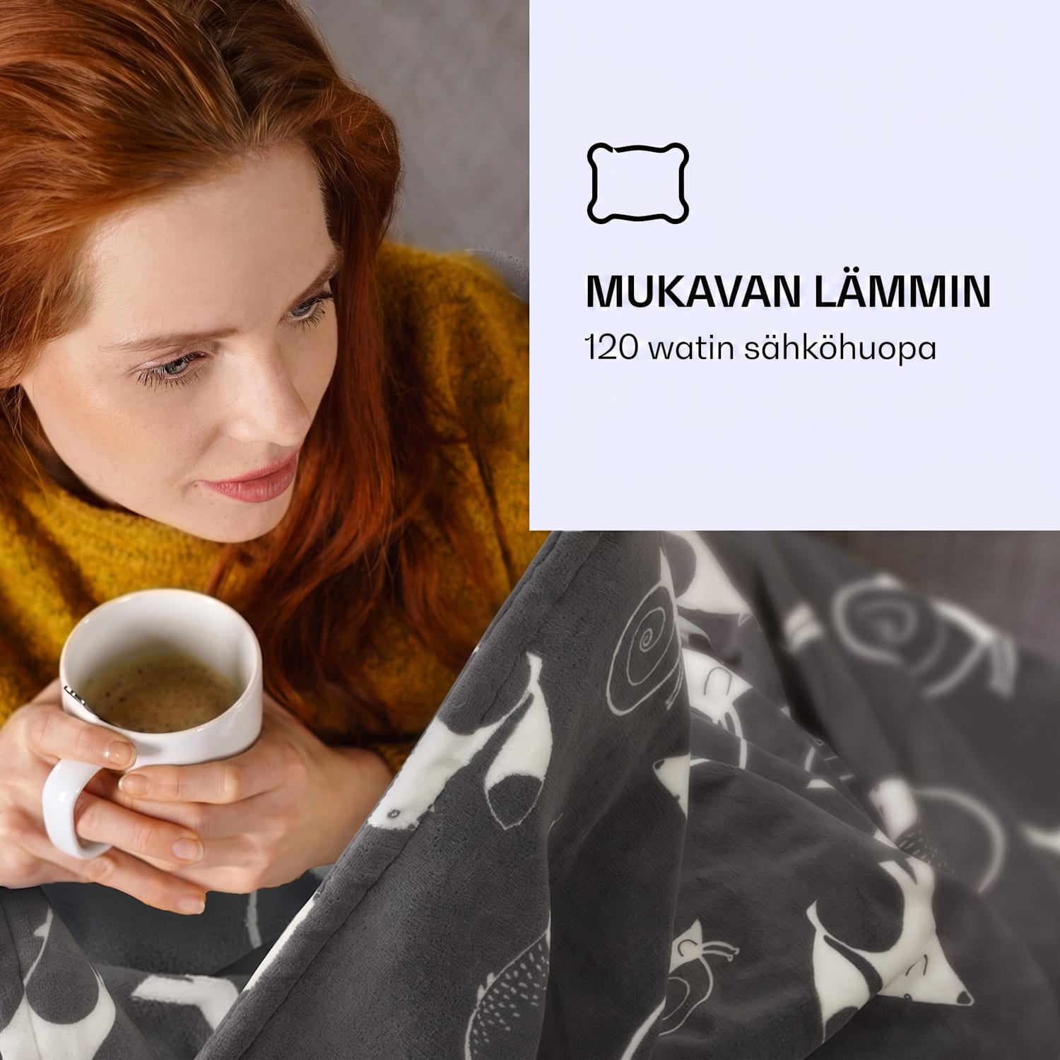 Dr. Watson XXL lämpöpeitto 3 tehotasoa pestävä 200 x 180 cm korallifleece Kuvioitu Antrasiitti | XXL