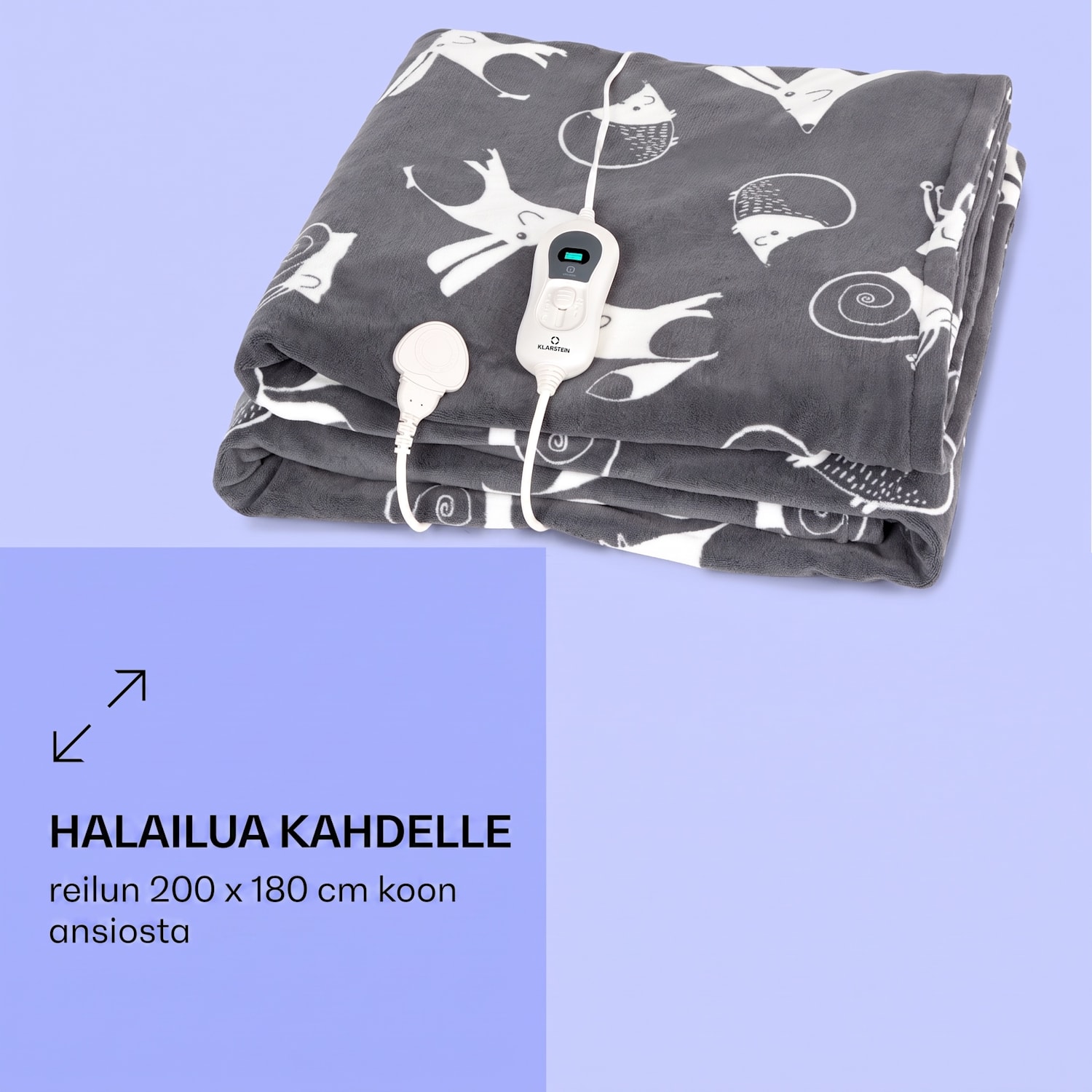 Dr. Watson XXL lämpöpeitto 3 tehotasoa pestävä 200 x 180 cm korallifleece Kuvioitu Antrasiitti | XXL