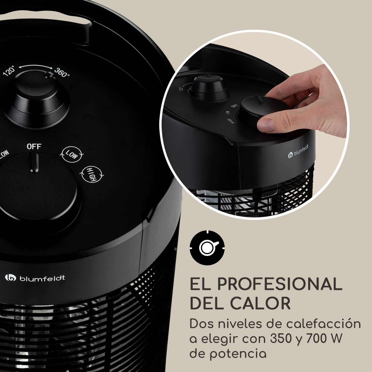 Heat Guru 360 Mini Estufa exterior 700/350W Oscilación Negra 41 cm