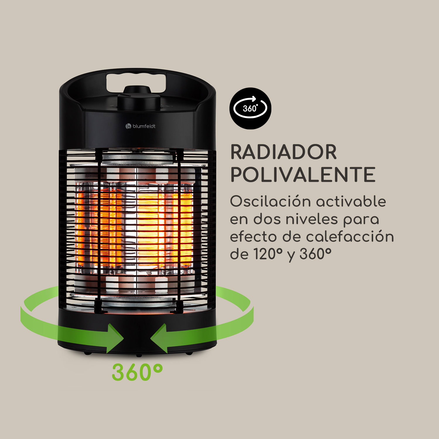 Heat Guru 360 Mini Estufa exterior 700/350W Oscilación Negra 41 cm