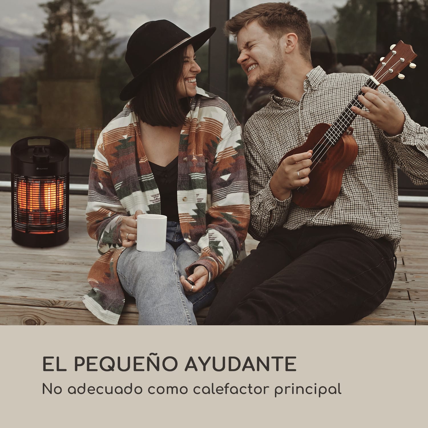 Heat Guru 360 Mini Estufa exterior 700/350W Oscilación Negra 41 cm