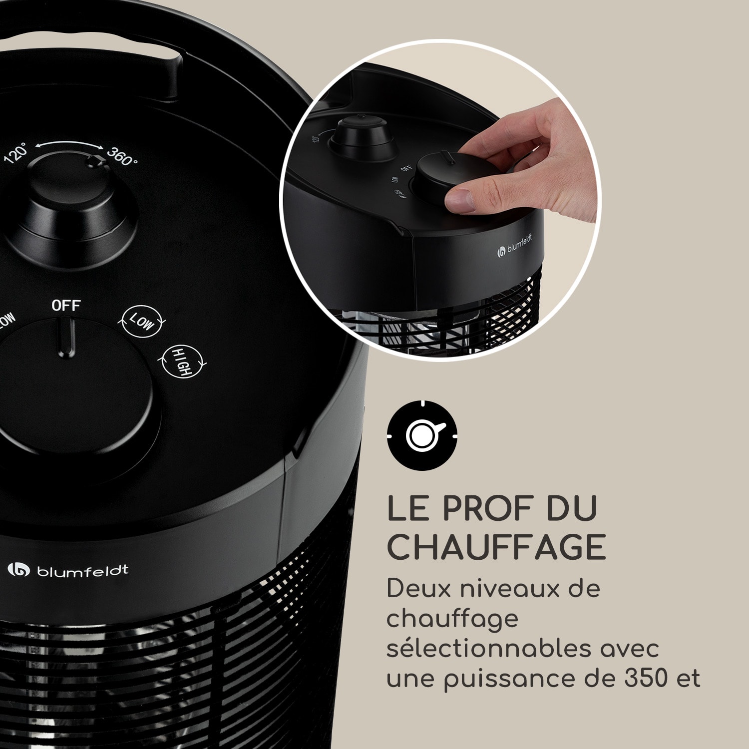 Heat Guru 360 mini infrarood terrasverwarmer 700/350W oscillatie zwart 41 cm