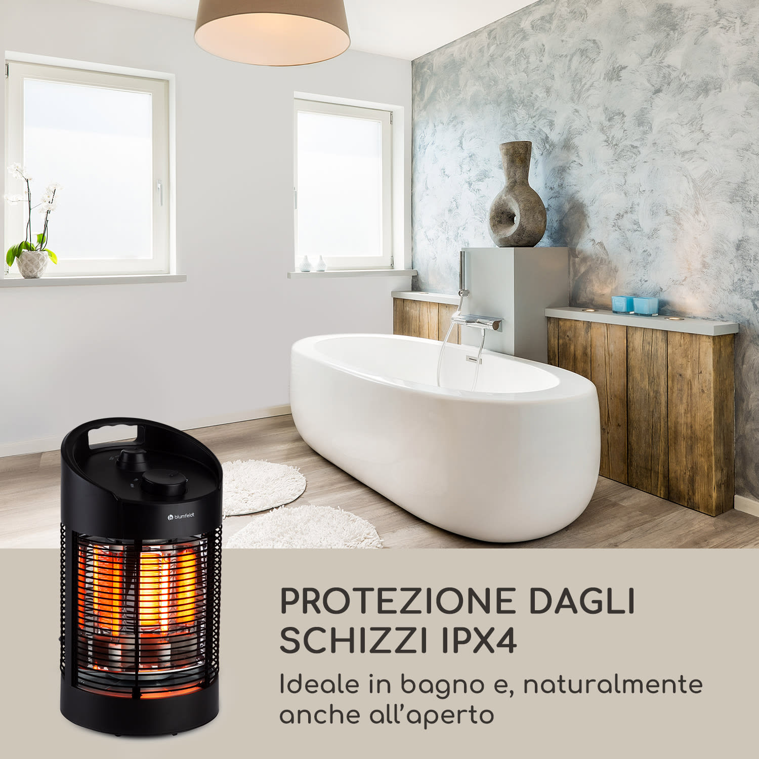 Heat Guru 360 Mini, radiatore di calore a infrarossi, 700/350W, oscillazione, nero 41 cm