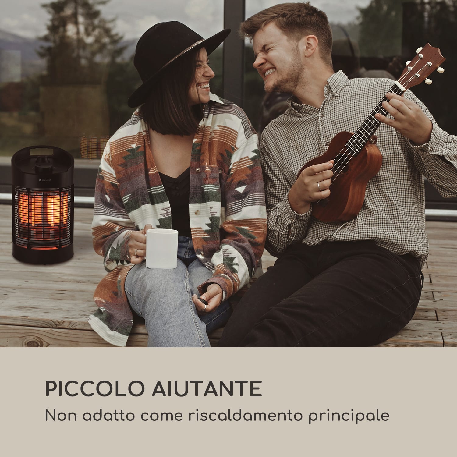 Heat Guru 360 Mini, radiatore di calore a infrarossi, 700/350W, oscillazione, nero 41 cm